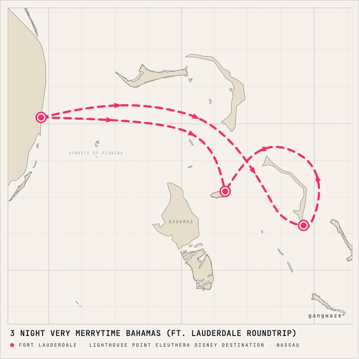 Disney Dream itinerary map for December 3, 2027 (3 nights)