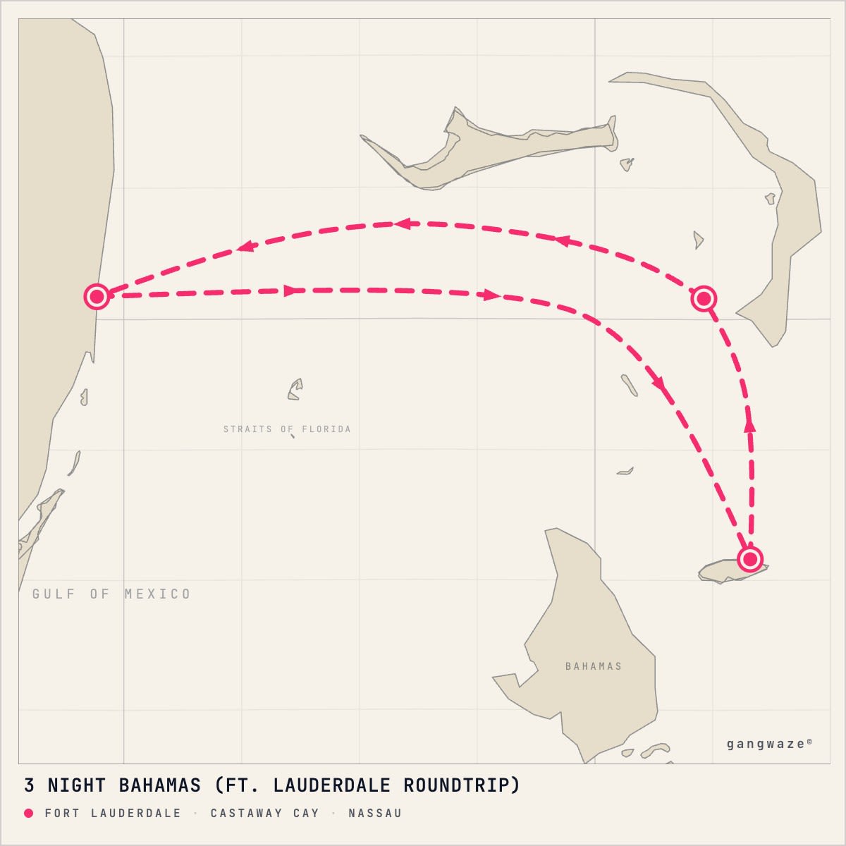 Disney Dream itinerary map for December 27, 2027 (3 nights)