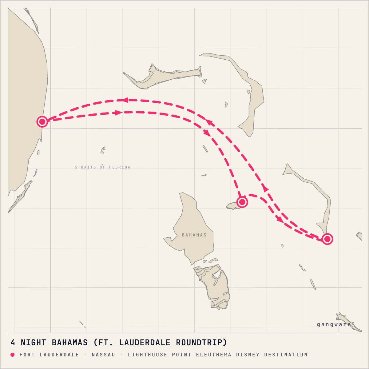 Disney Dream itinerary map for January 17, 2028 (4 nights)