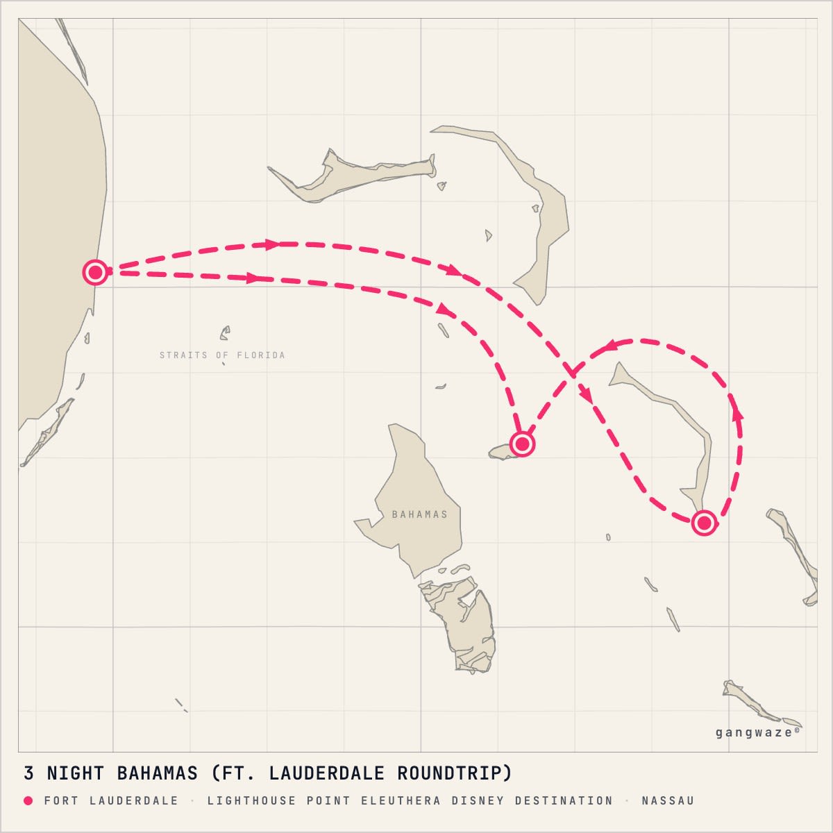 Disney Dream itinerary map for February 11, 2028 (3 nights)