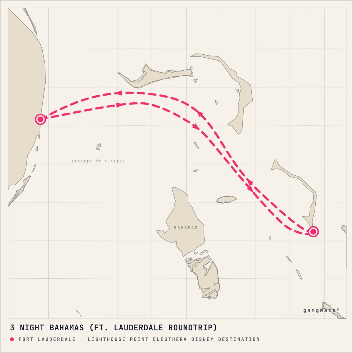 Disney Dream itinerary map for February 18, 2028 (3 nights)