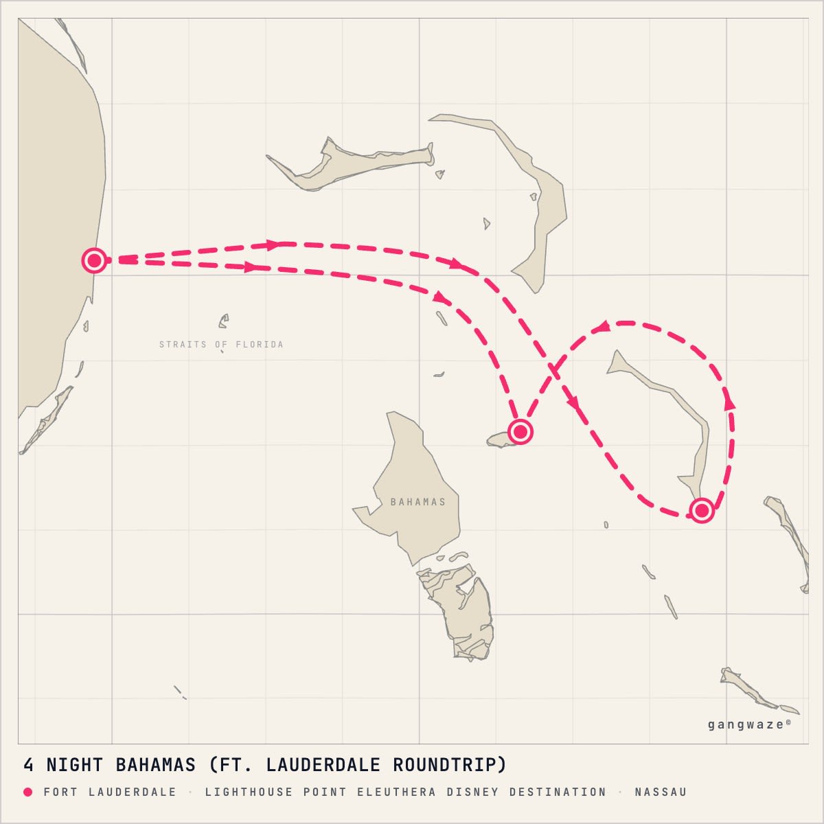 Disney Dream itinerary map for March 27, 2028 (4 nights)