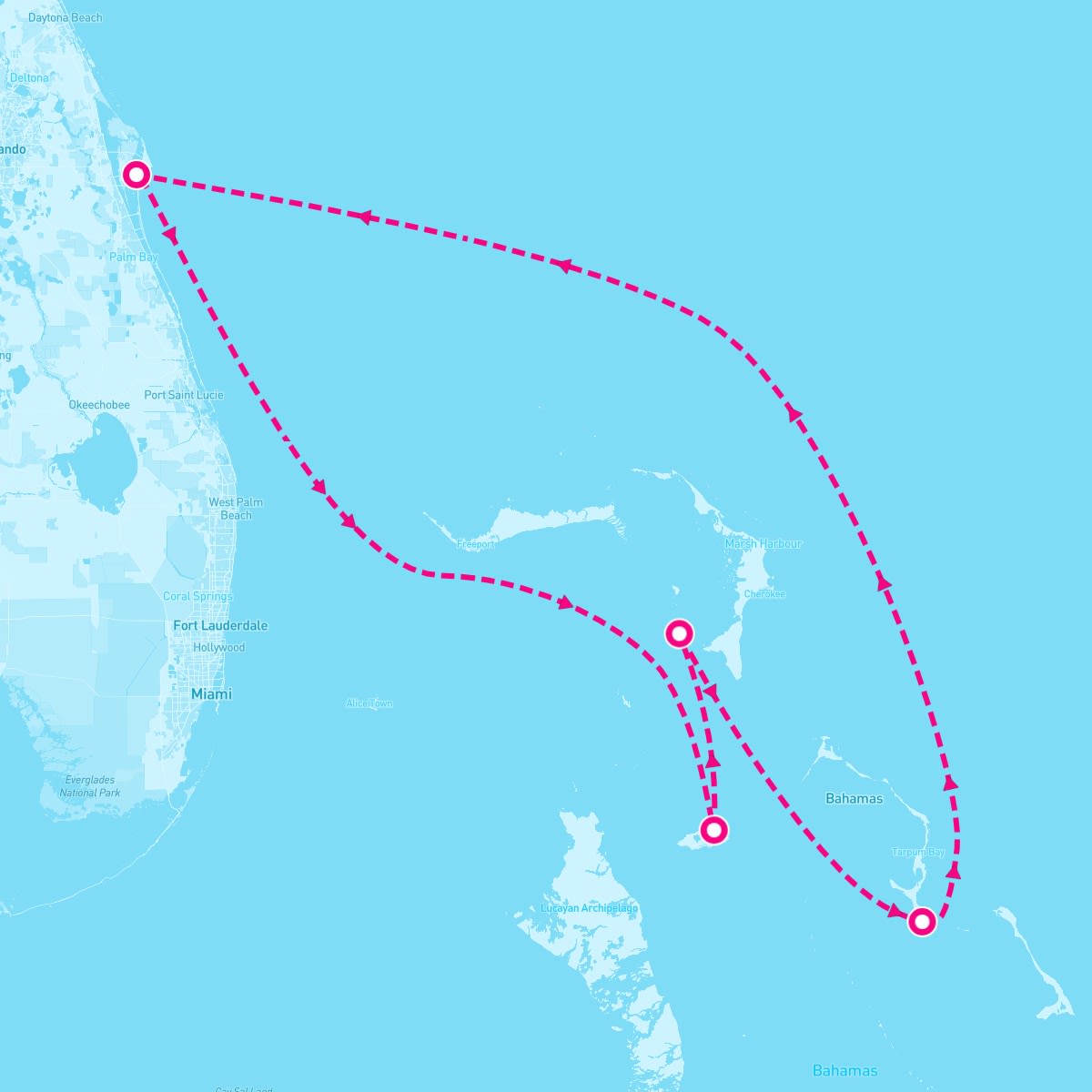 Disney Fantasy itinerary map for February 16, 2025 (5 nights)