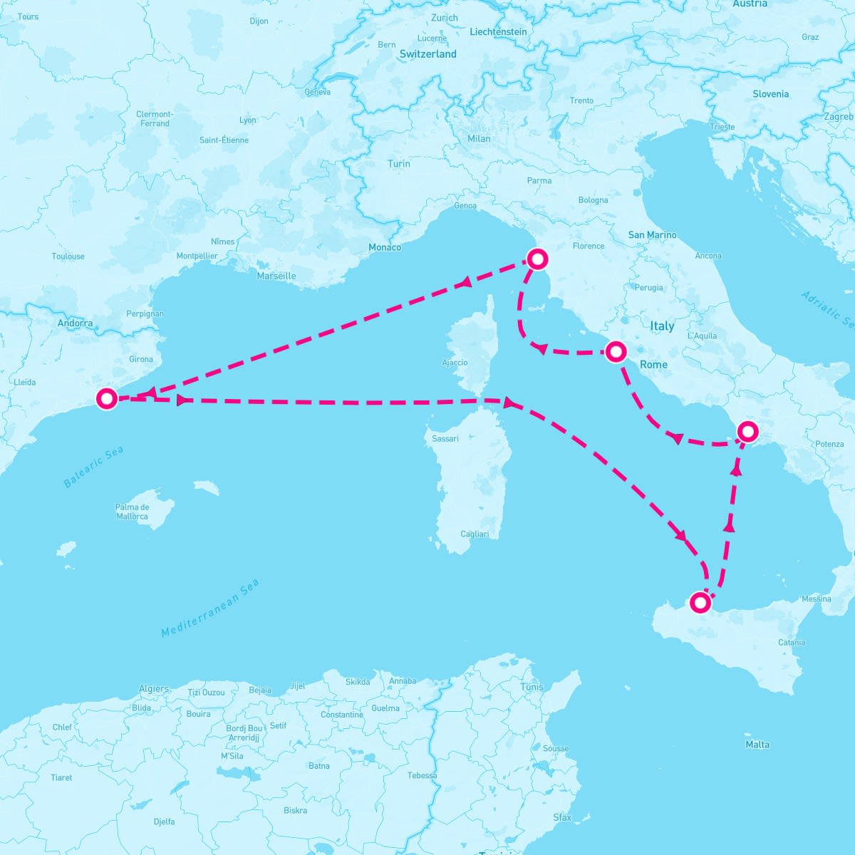 Disney Fantasy itinerary map for May 24, 2025 (7 nights)