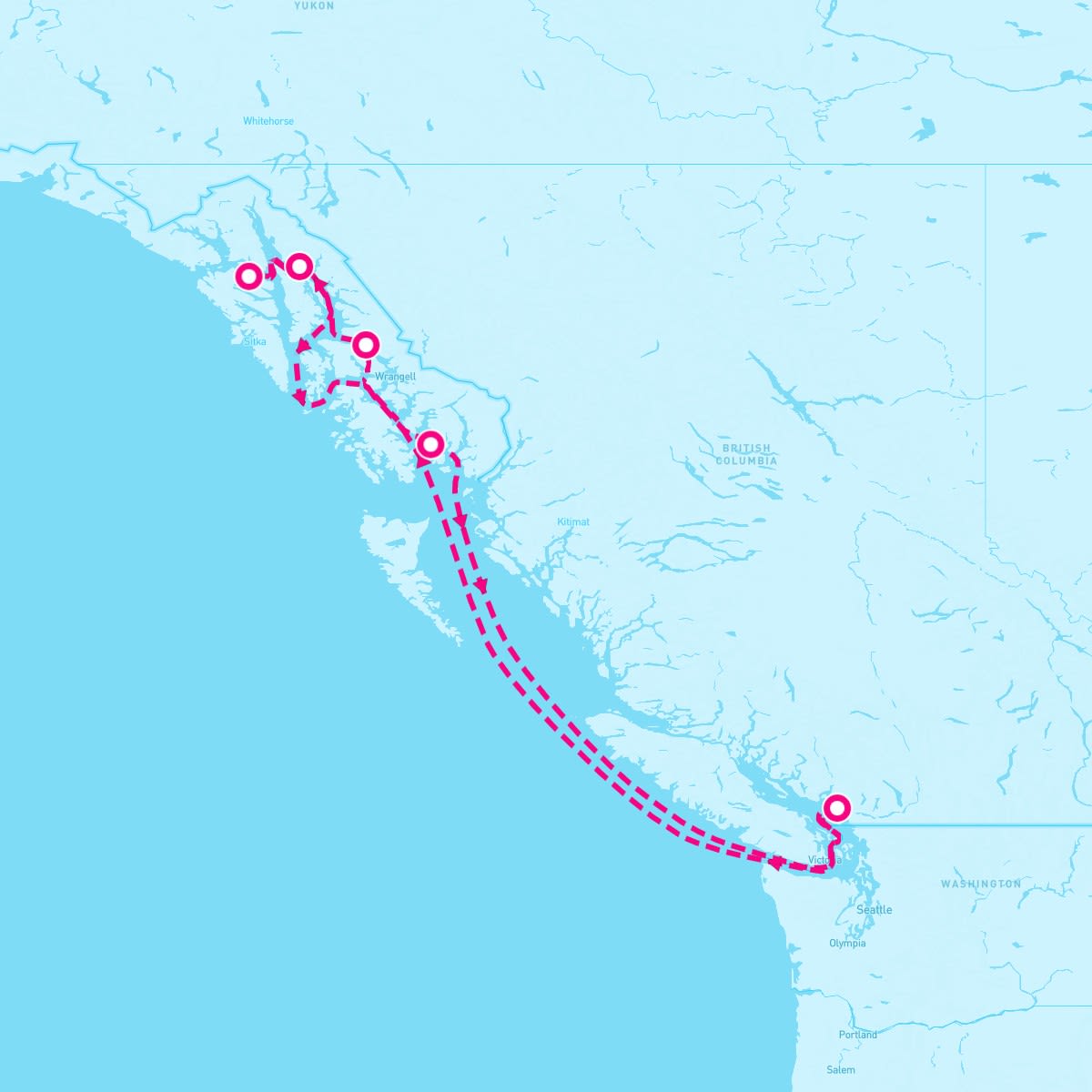 Disney Wonder itinerary map for June 16, 2025 (7 nights)