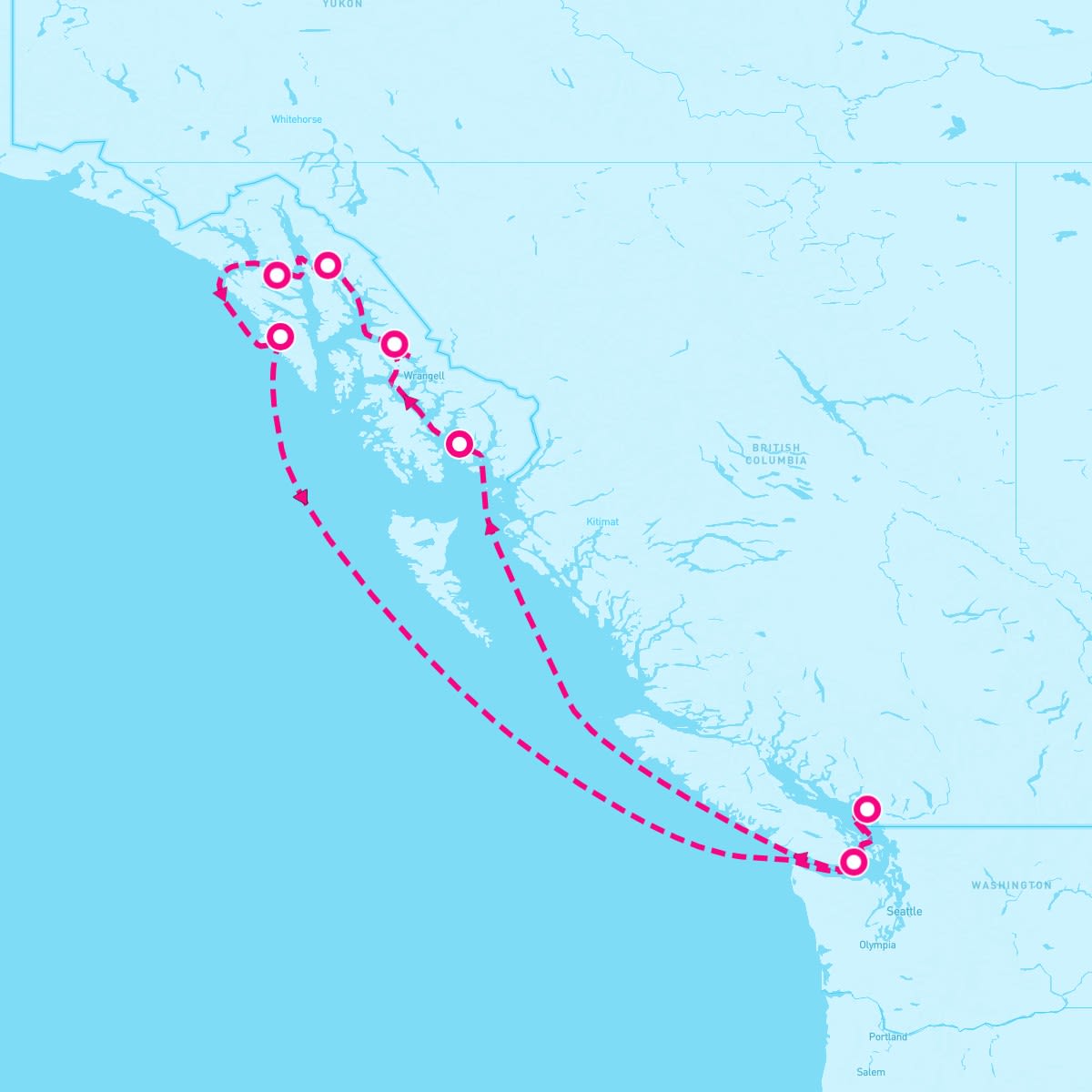 Disney Wonder itinerary map for July 7, 2025 (9 nights)