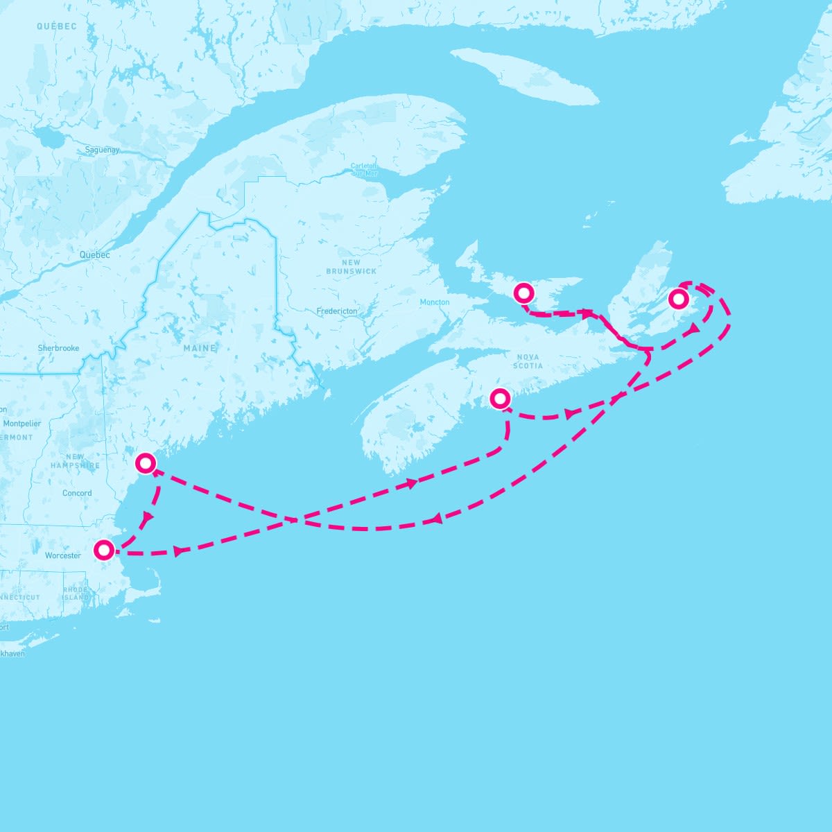 Emerald Princess itinerary map for August 4, 2024 (7 nights)