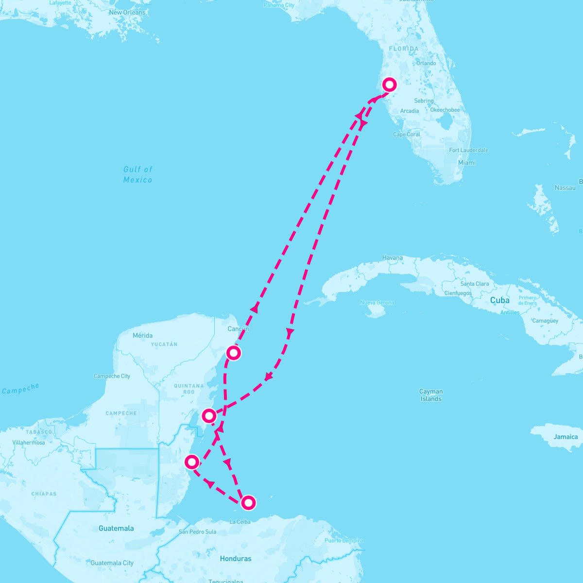 Enchantment of the Seas itinerary map for December 30, 2023 (7 nights)