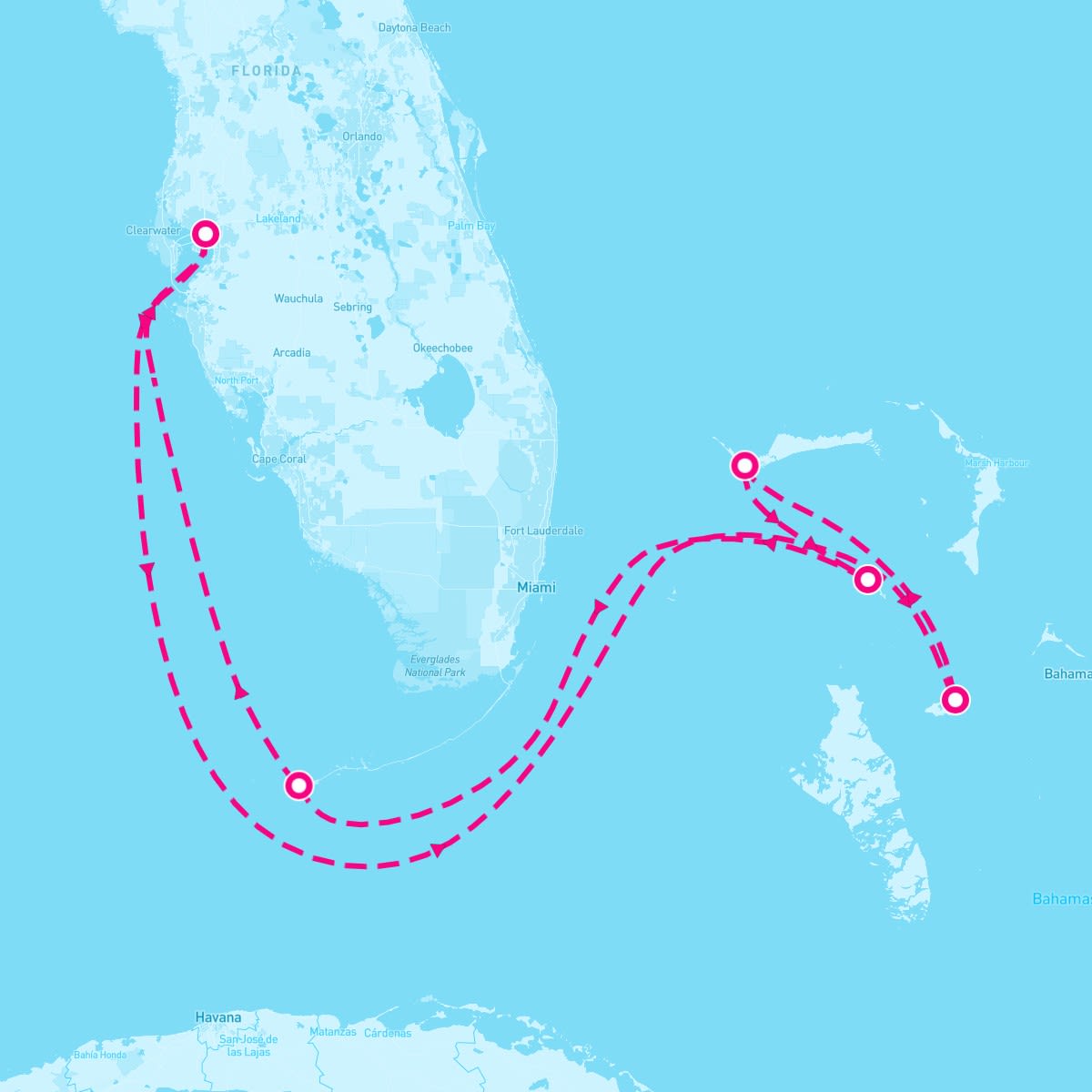 Enchantment of the Seas itinerary map for August 31, 2024 (7 nights)