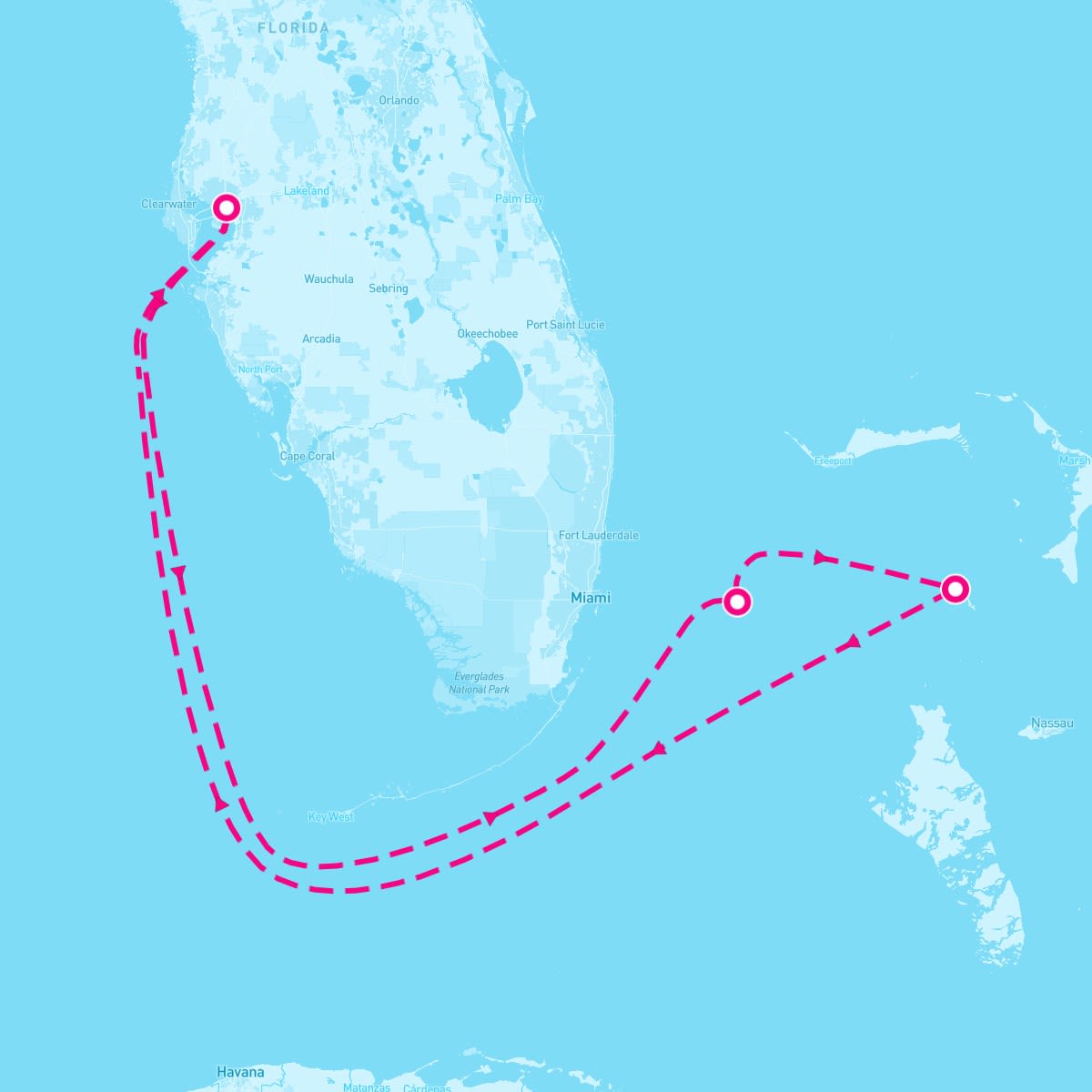 Enchantment of the Seas itinerary map for April 26, 2025 (5 nights)