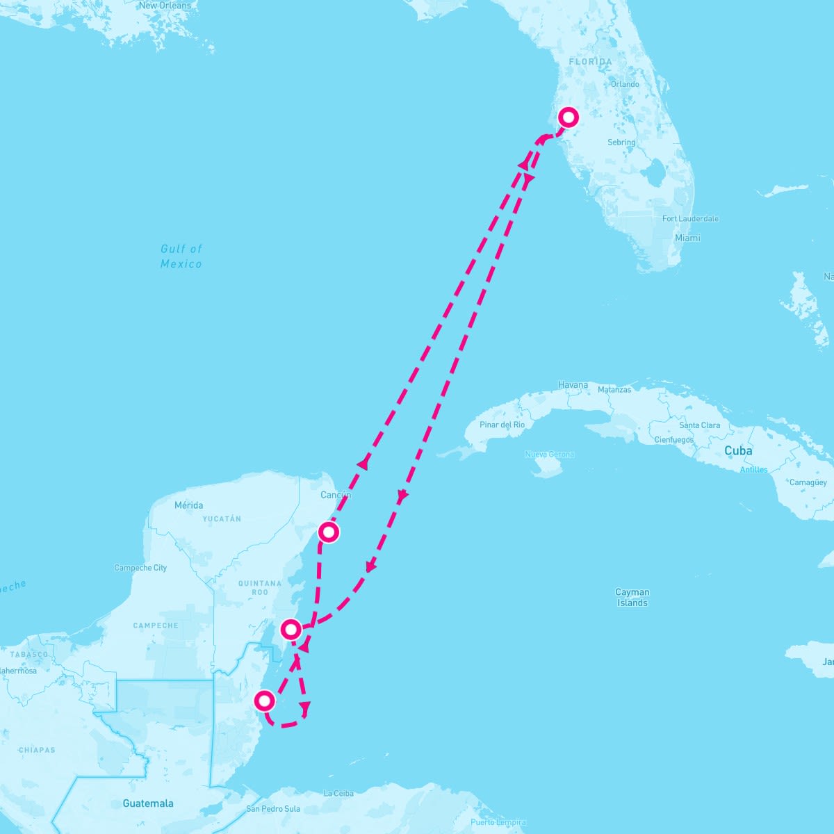 Enchantment of the Seas itinerary map for August 14, 2027