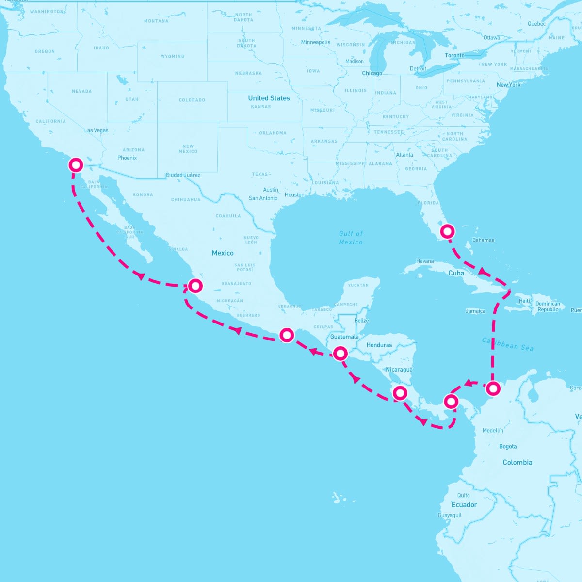 MS Eurodam itinerary map for April 12, 2025 (14 nights)