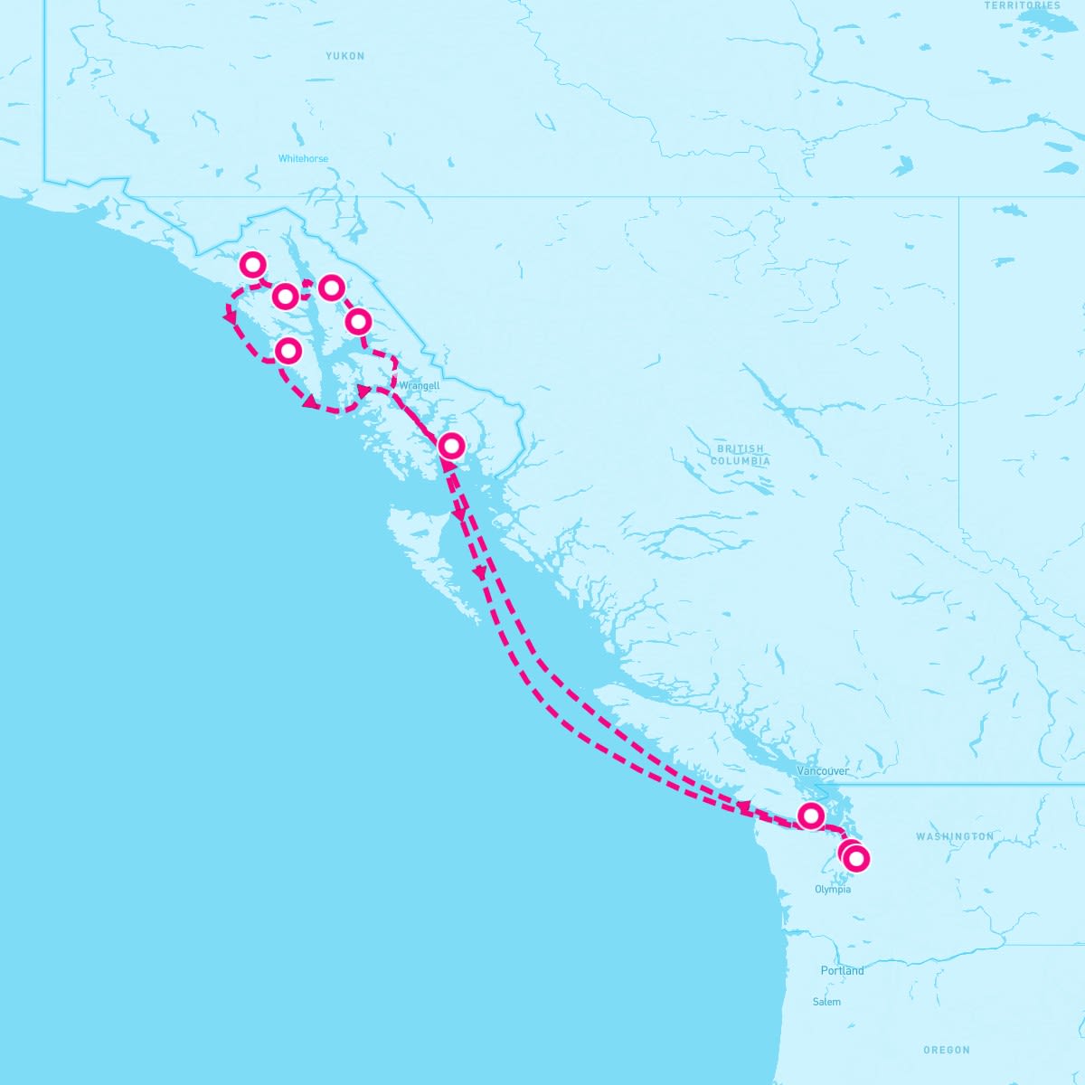MS Eurodam itinerary map for August 16, 2025 (7 nights)