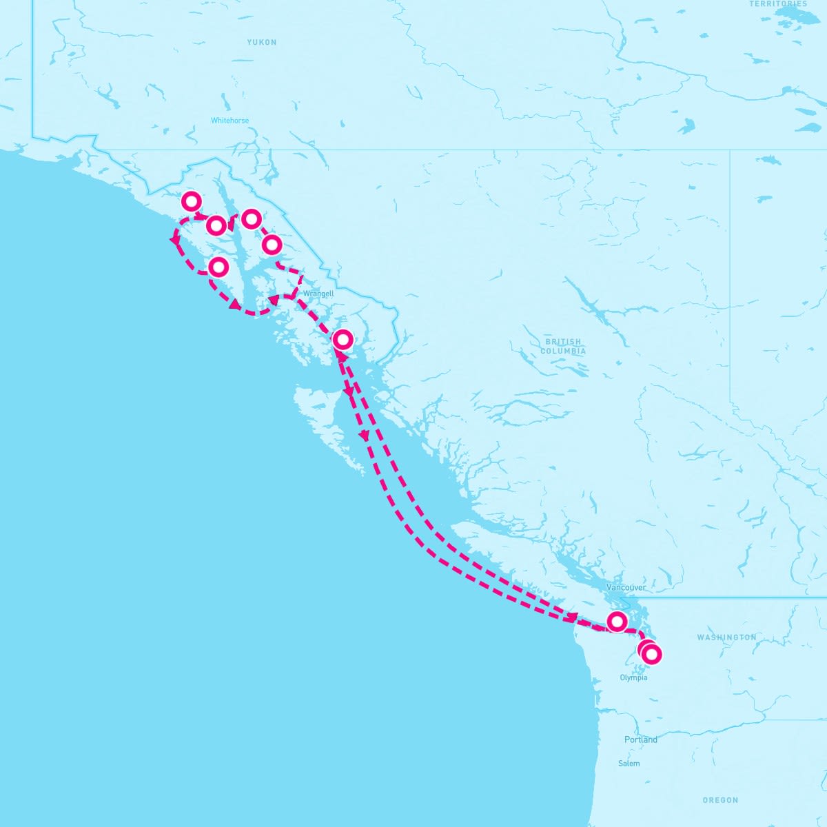 MS Eurodam itinerary map for August 23, 2025