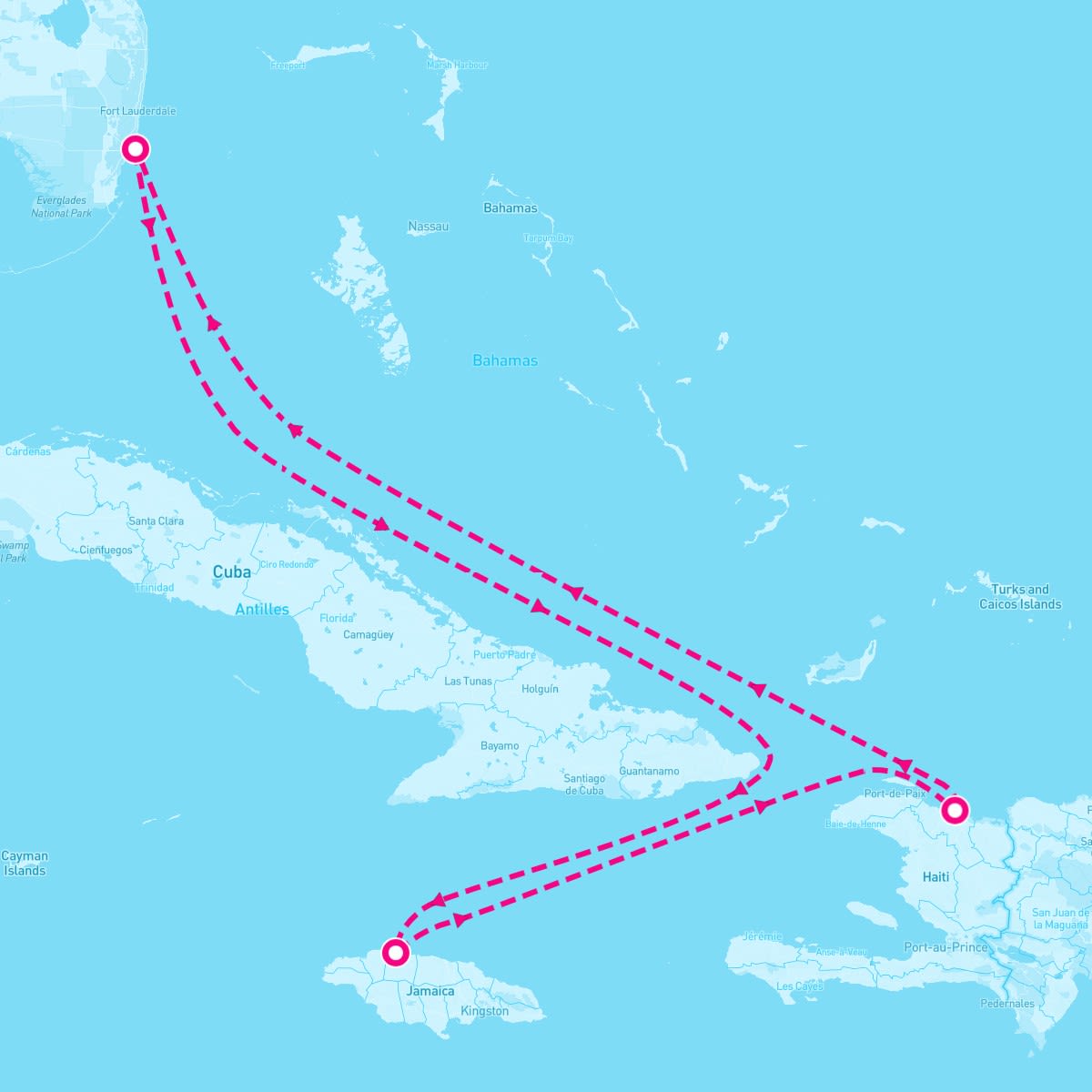 Explorer of the Seas itinerary map for December 24, 2023 (5 nights)