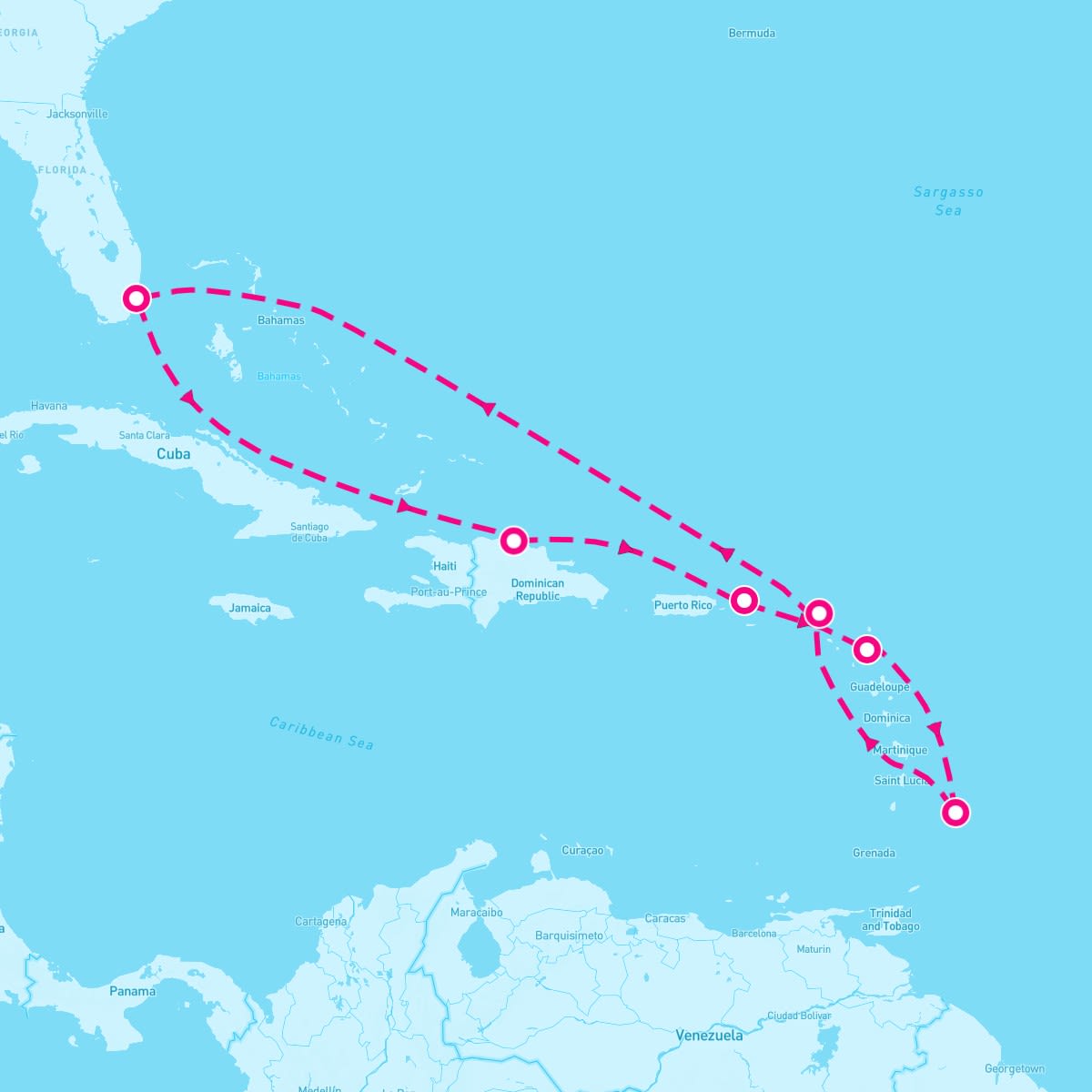 Explorer of the Seas itinerary map for December 29, 2023 (9 nights)
