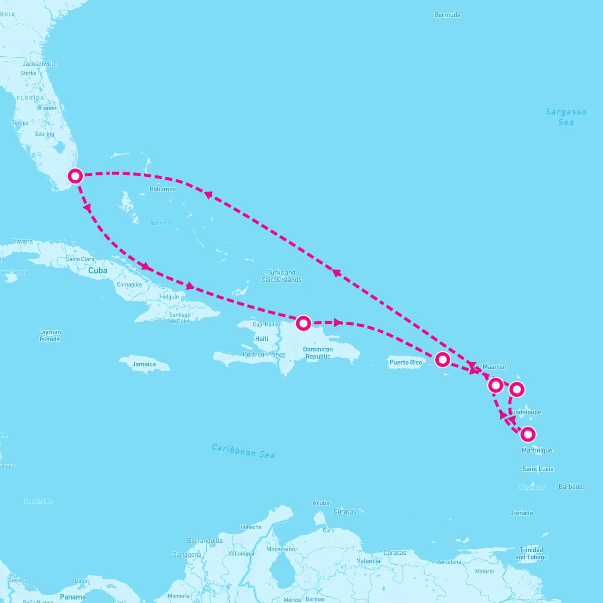 Explorer of the Seas itinerary map for January 12, 2024 (9 nights)
