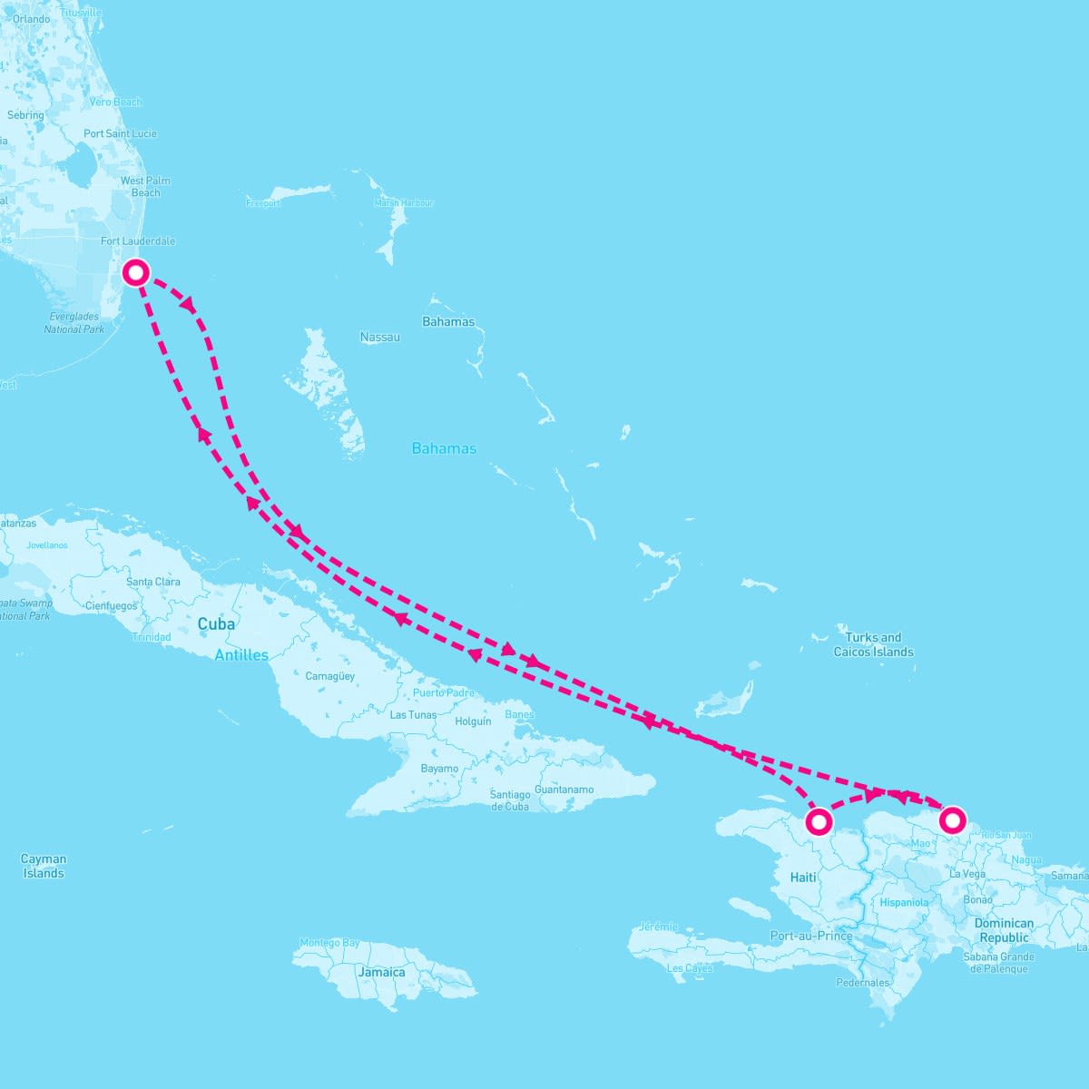 Explorer of the Seas itinerary map for February 17, 2024 (5 nights)