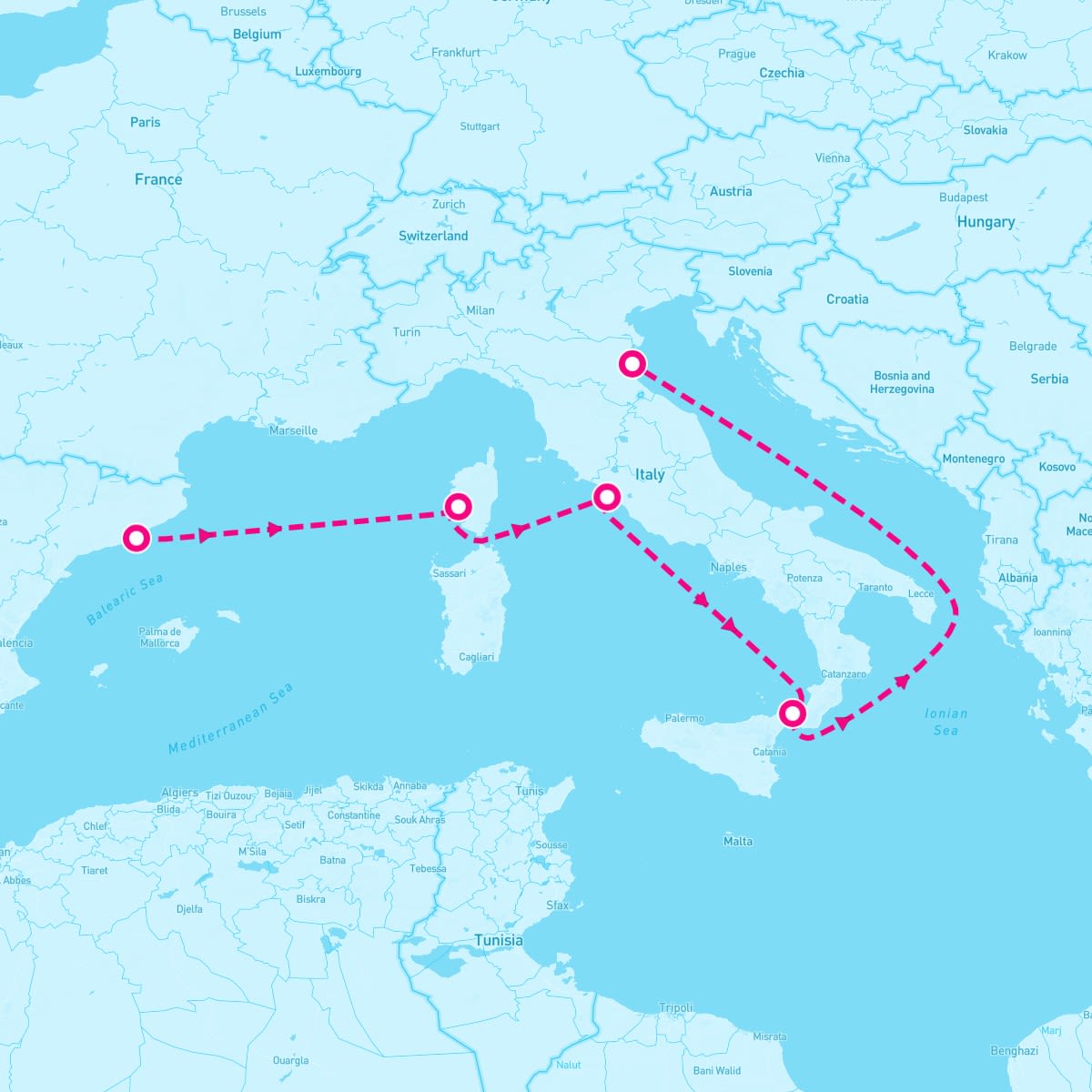 Explorer of the Seas itinerary map for May 12, 2025 (5 nights)