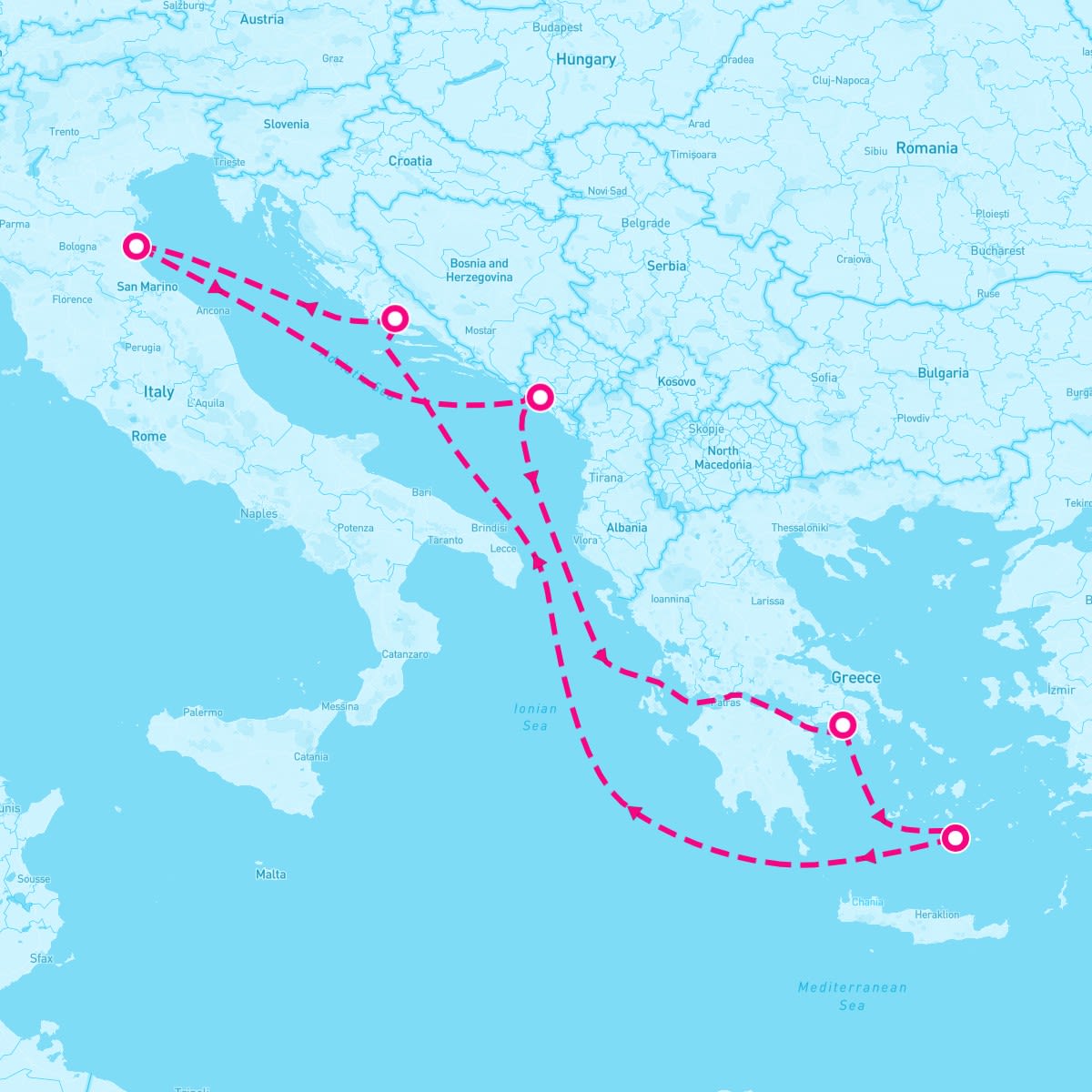 Explorer of the Seas itinerary map for May 24, 2025 (7 nights)
