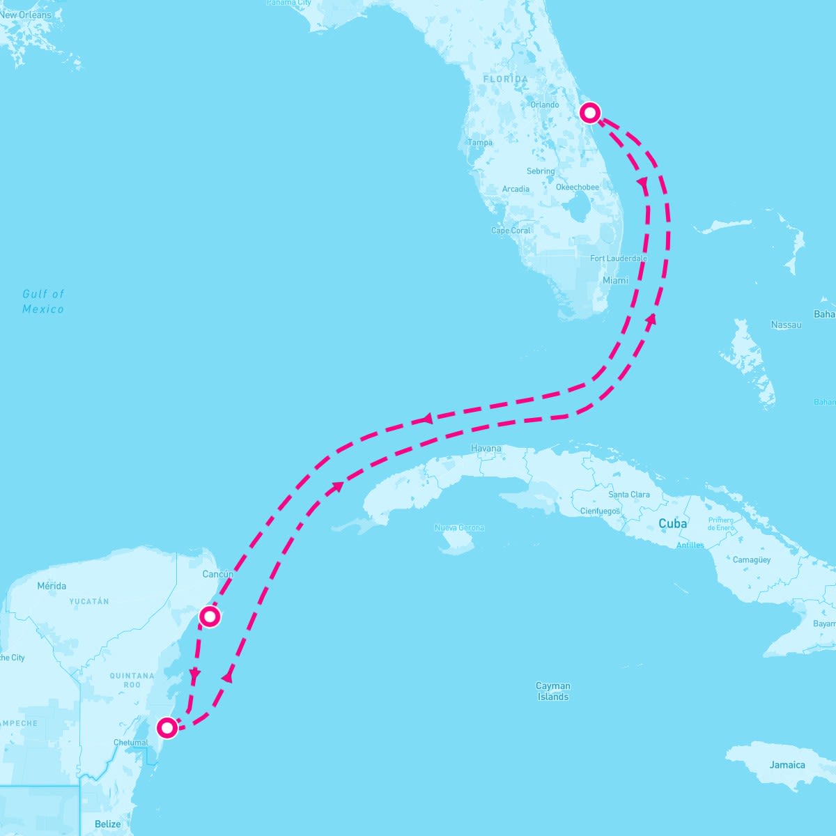 Explorer of the Seas itinerary map for November 15, 2025 (5 nights)