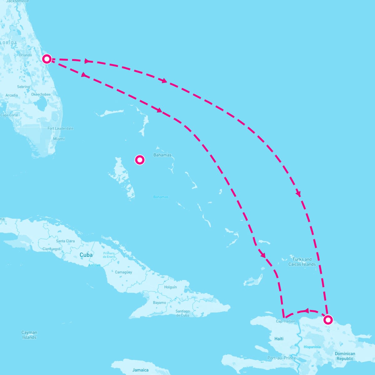 Explorer of the Seas itinerary map for December 22, 2025 (5 nights)