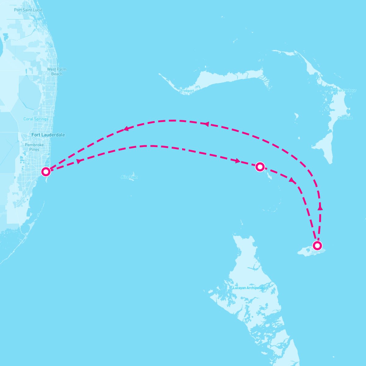 Freedom of the Seas itinerary map for March 4, 2024 (4 nights)