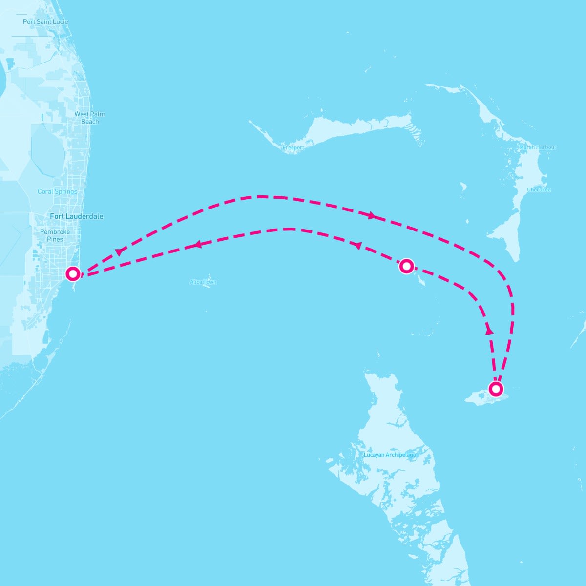 Freedom of the Seas itinerary map for July 8, 2024 (4 nights)