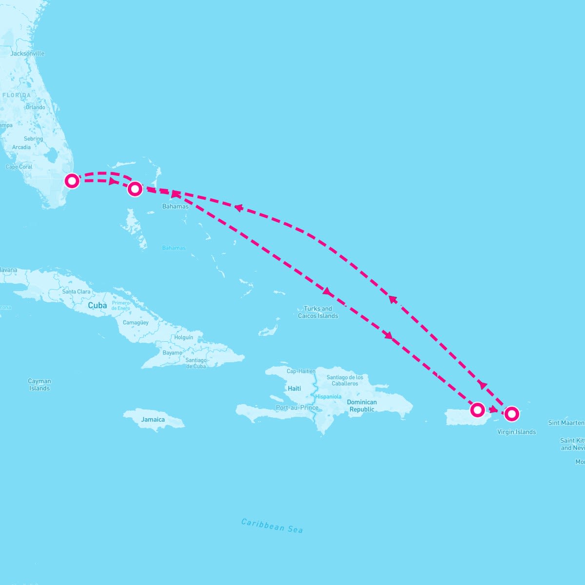 Freedom of the Seas itinerary map for August 4, 2024 (7 nights)