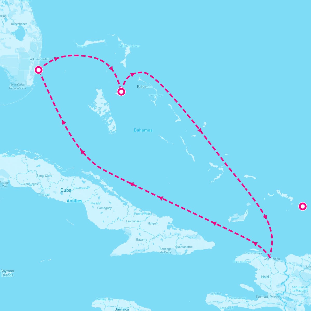 Freedom of the Seas itinerary map for November 1, 2025 (5 nights)