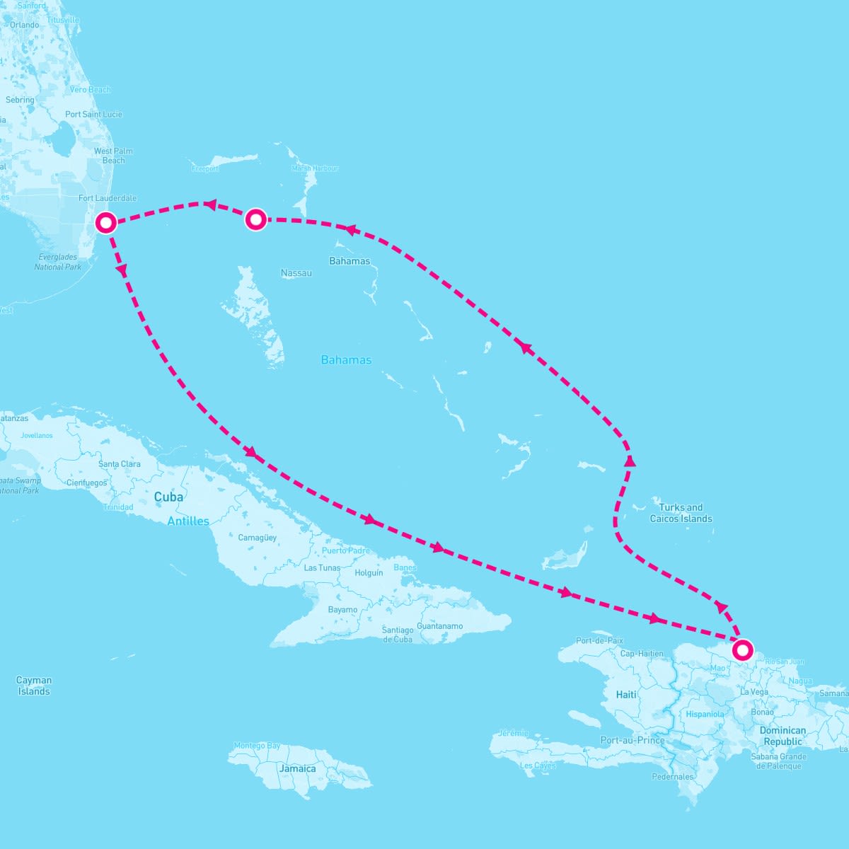 Freedom of the Seas itinerary map for January 4, 2027