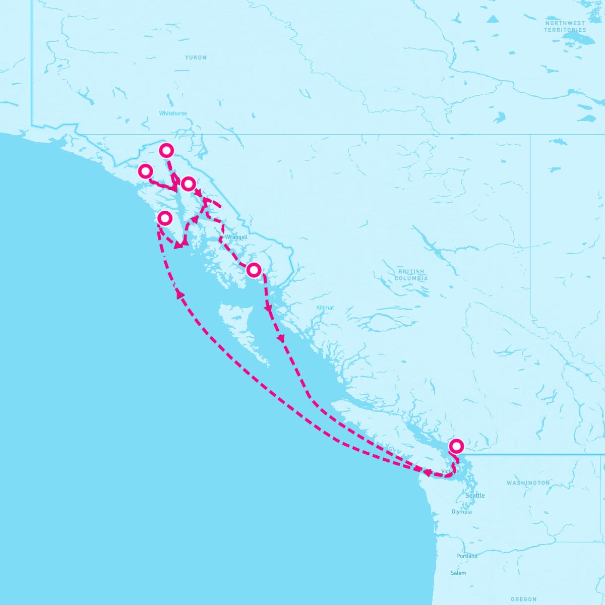 Grand Princess itinerary map for April 30, 2024 (8 nights)