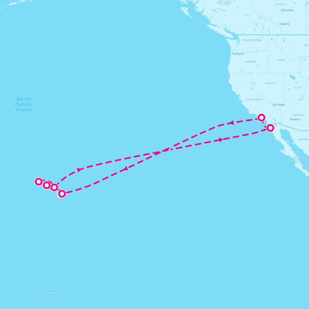 Grand Princess itinerary map for February 25, 2025 (16 nights)