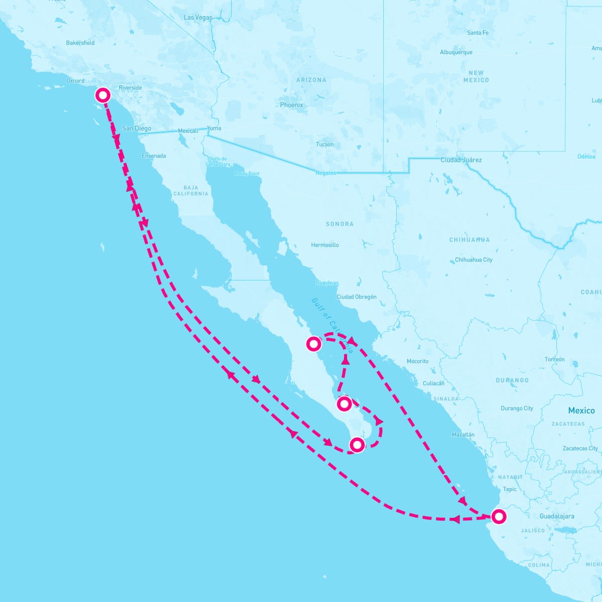 Grand Princess itinerary map for March 13, 2025 (10 nights)
