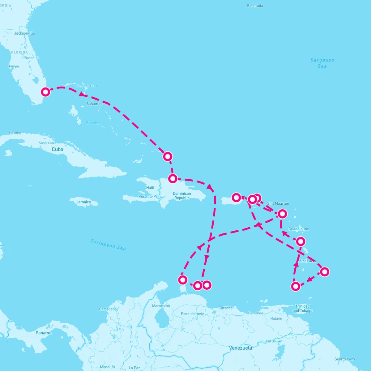 Grand Princess itinerary map for October 1, 2025 (18 nights)