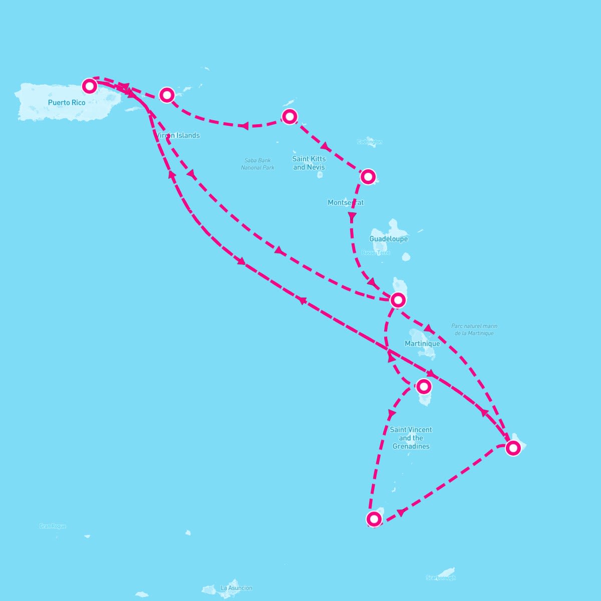 Grand Princess itinerary map for November 23, 2025