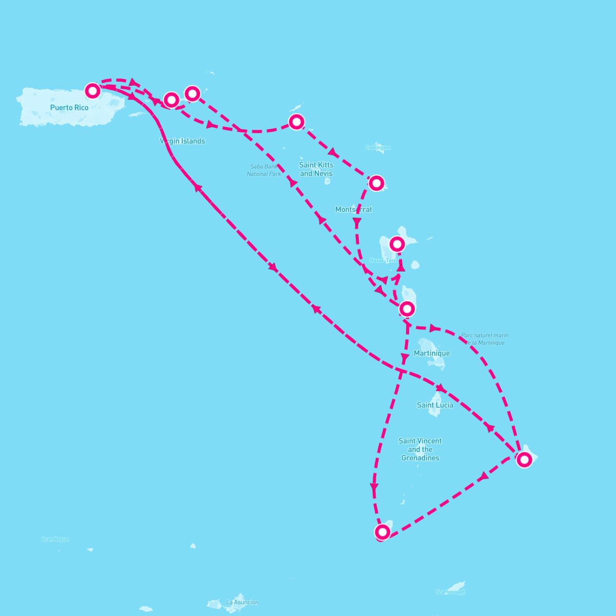 Grand Princess itinerary map for December 14, 2025