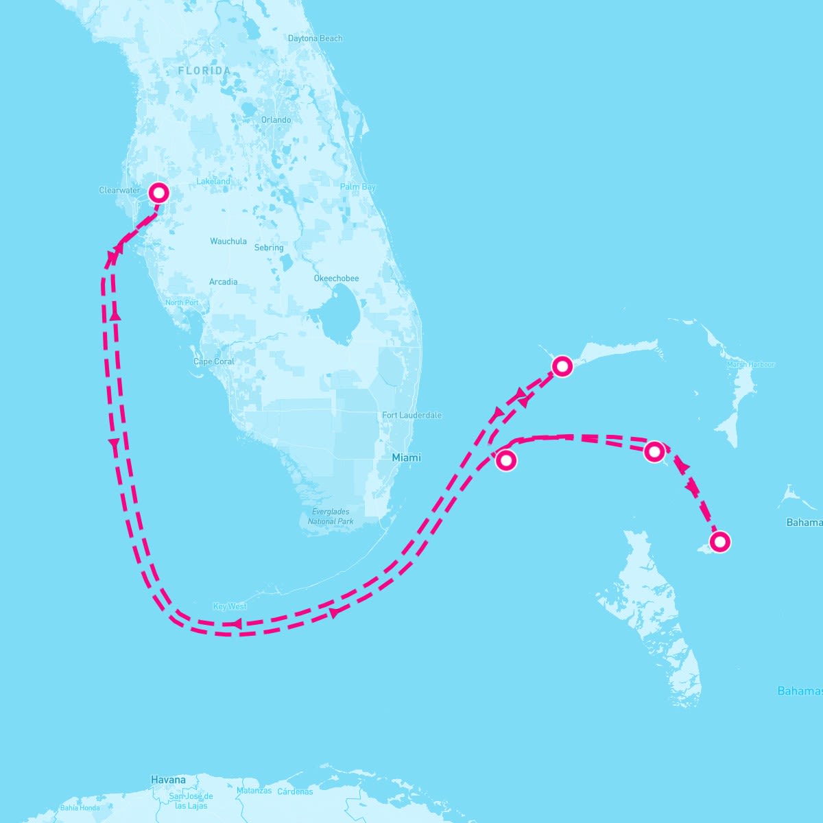 Grandeur of the Seas itinerary map for August 23, 2025 (7 nights)