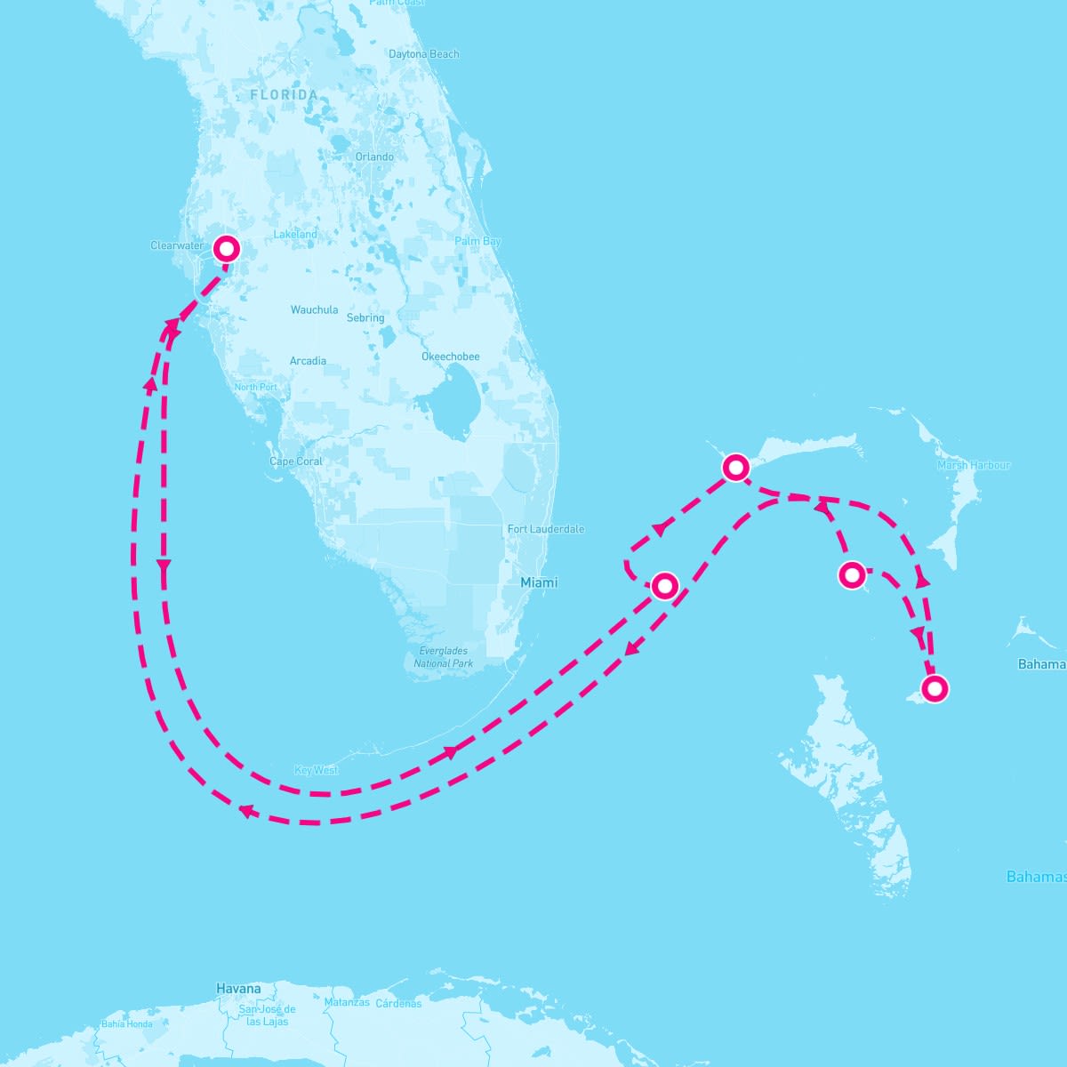 Grandeur of the Seas itinerary map for September 13, 2025 (7 nights)
