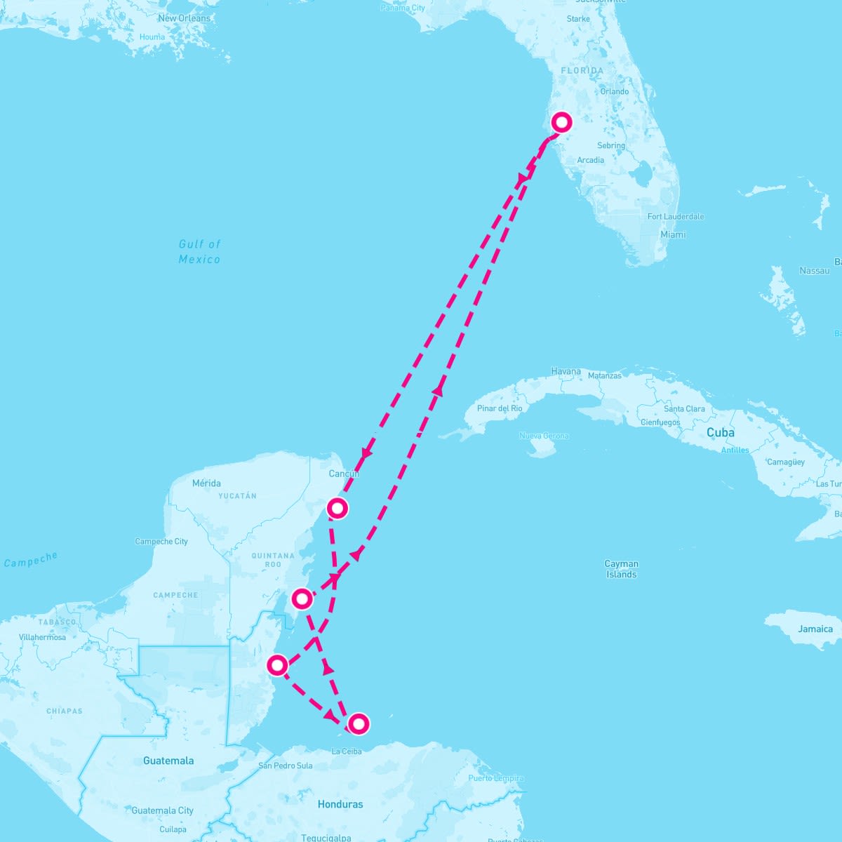 Grandeur of the Seas itinerary map for December 6, 2025 (7 nights)