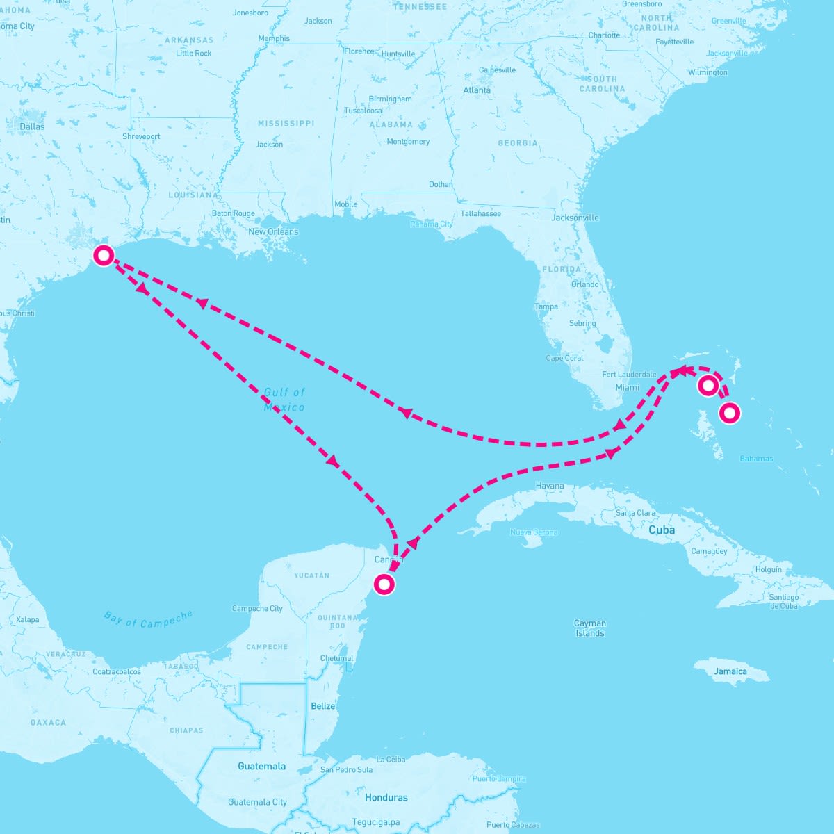 Harmony of the Seas itinerary map for August 17, 2024 (8 nights)