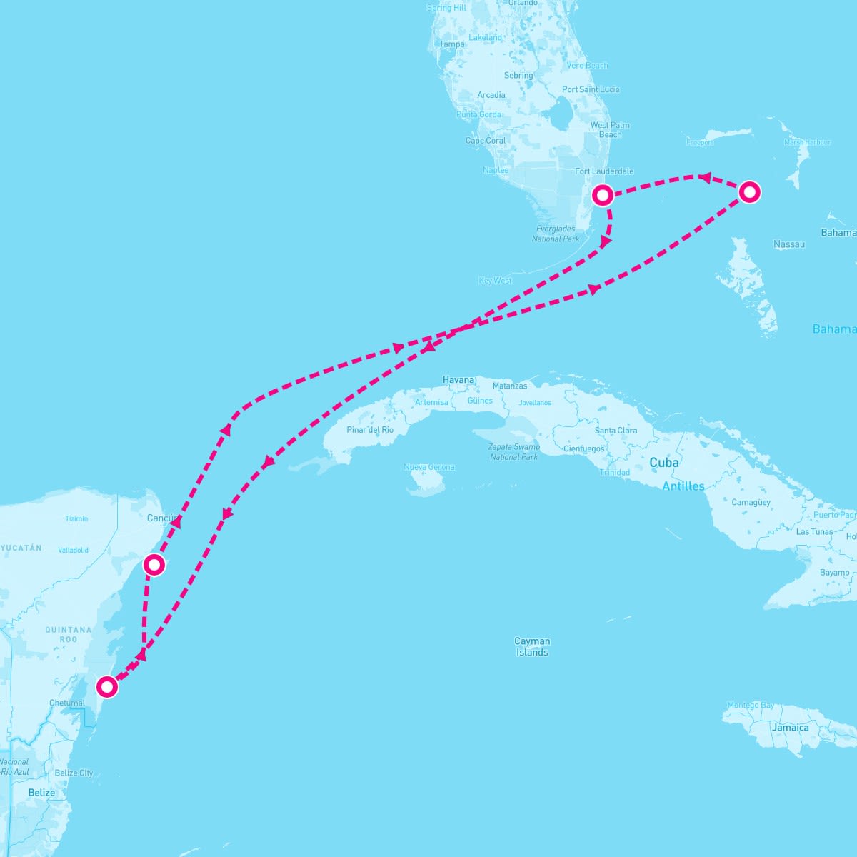 Icon of the Seas itinerary map for February 17, 2024 (7 nights)