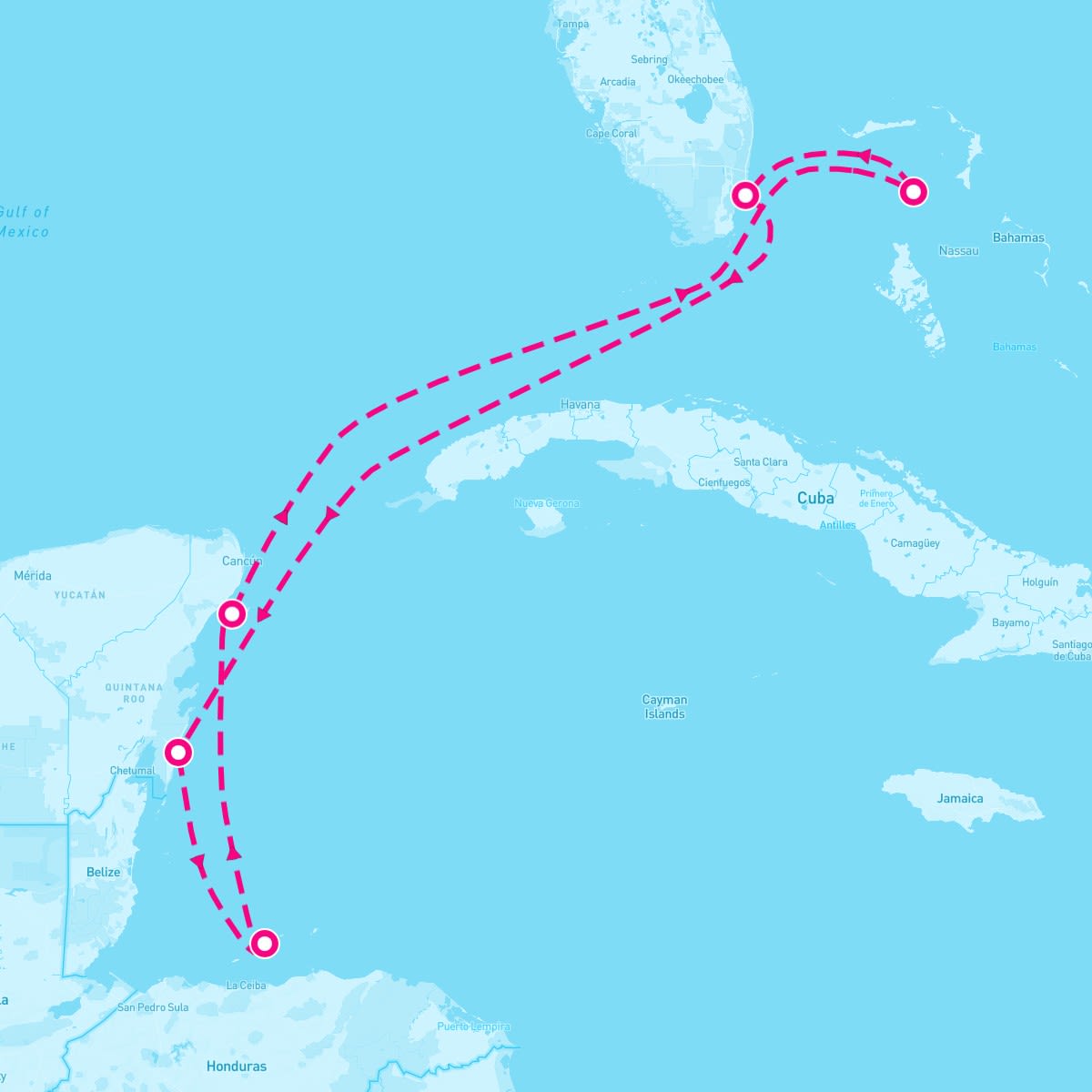 Icon of the Seas itinerary map for March 30, 2024 (7 nights)