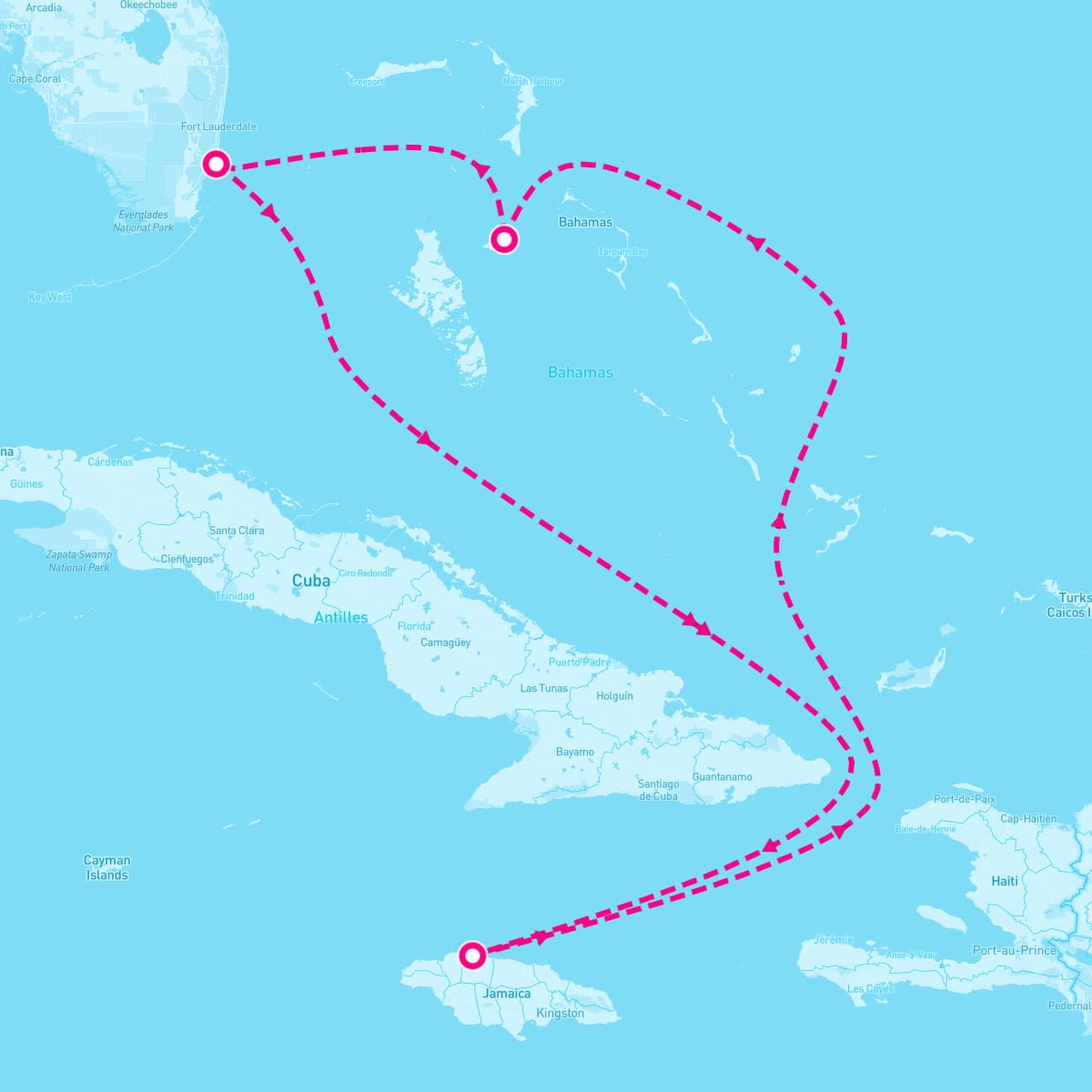 Independence of the Seas itinerary map for January 6, 2024 (5 nights)