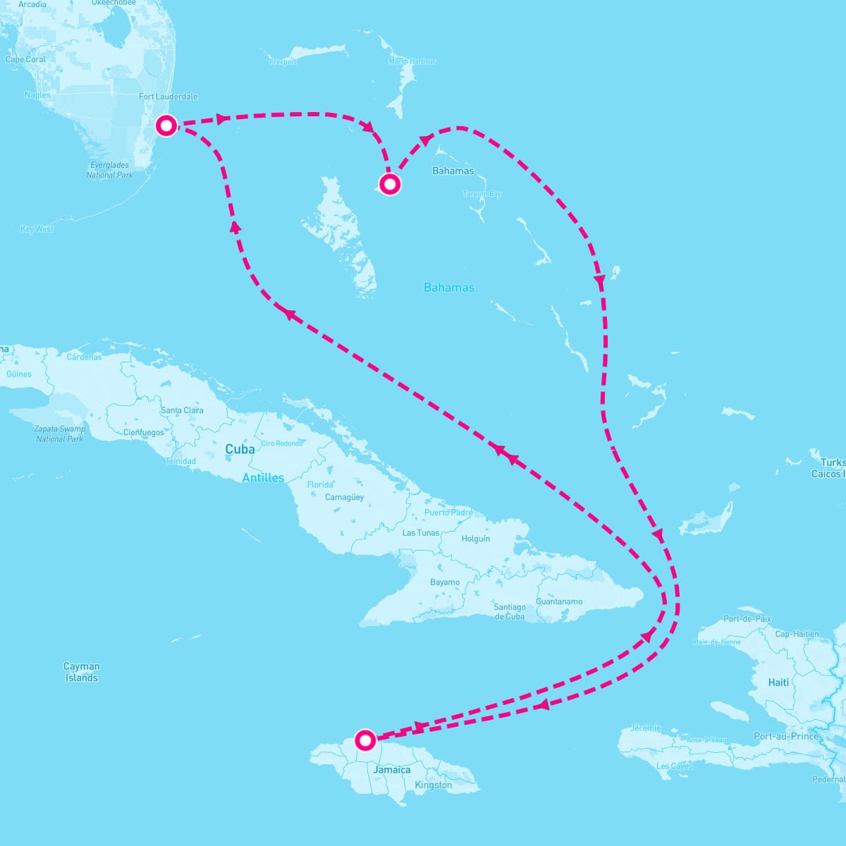 Independence of the Seas itinerary map for January 15, 2024 (5 nights)