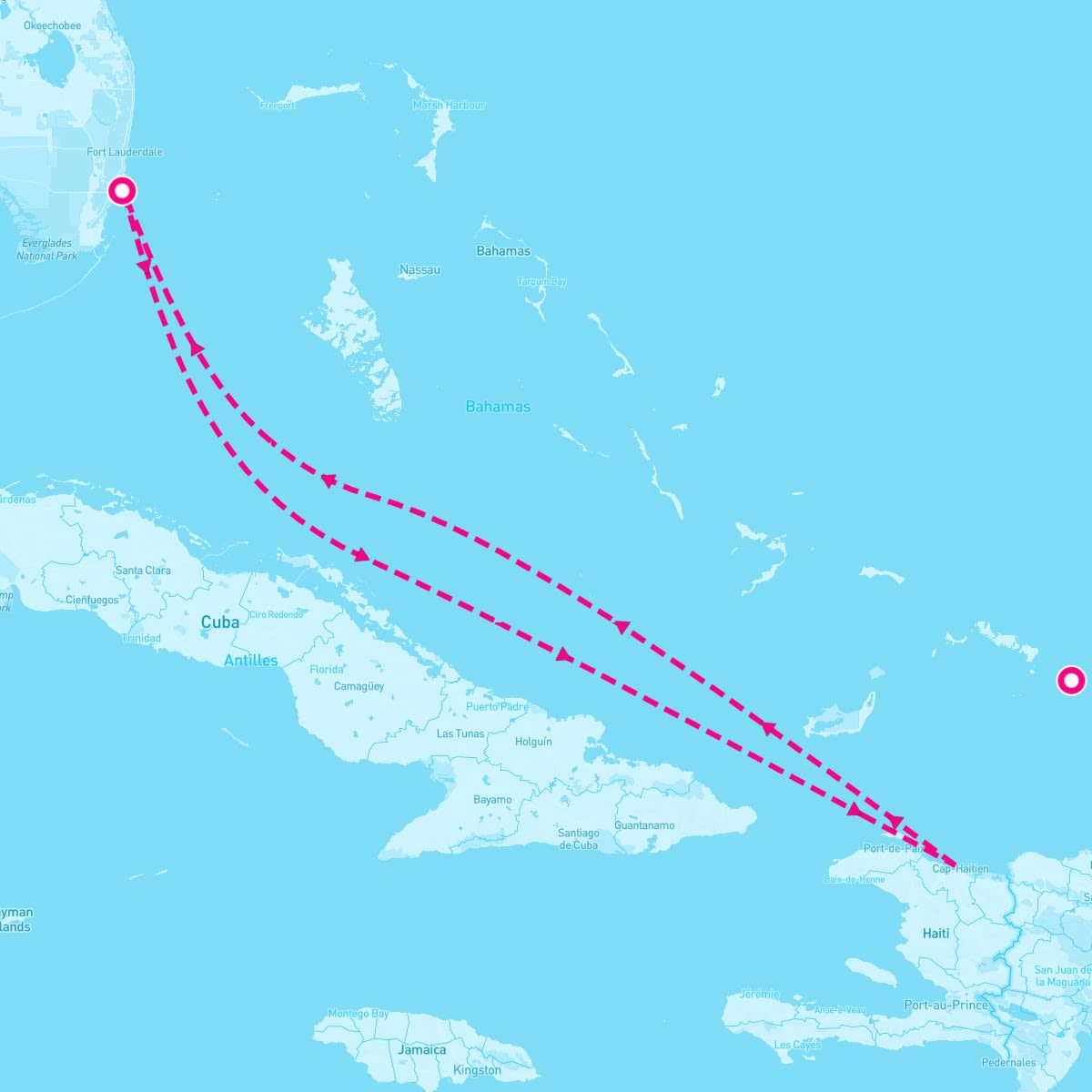 Independence of the Seas itinerary map for April 4, 2024 (4 nights)