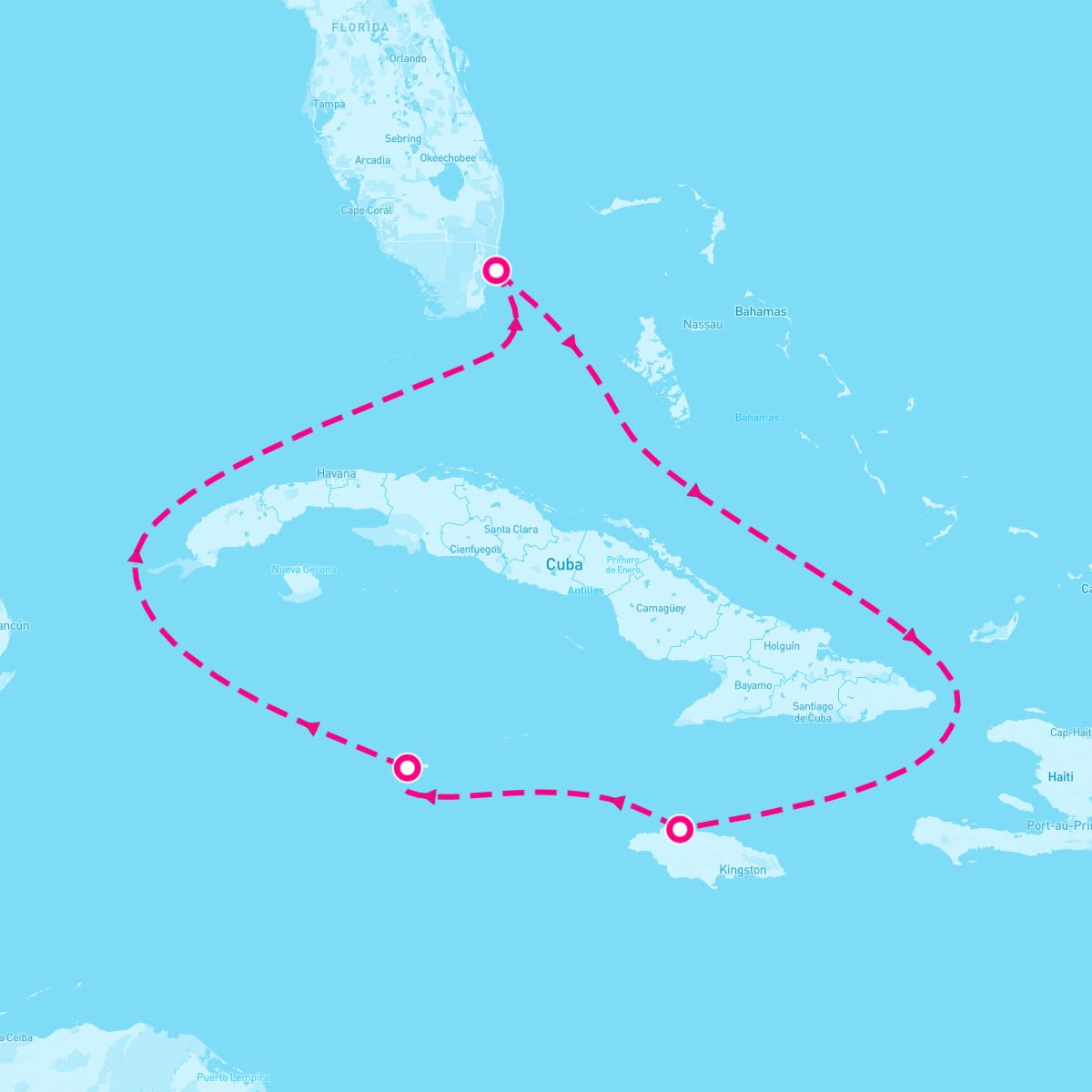 Independence of the Seas itinerary map for April 13, 2024 (5 nights)