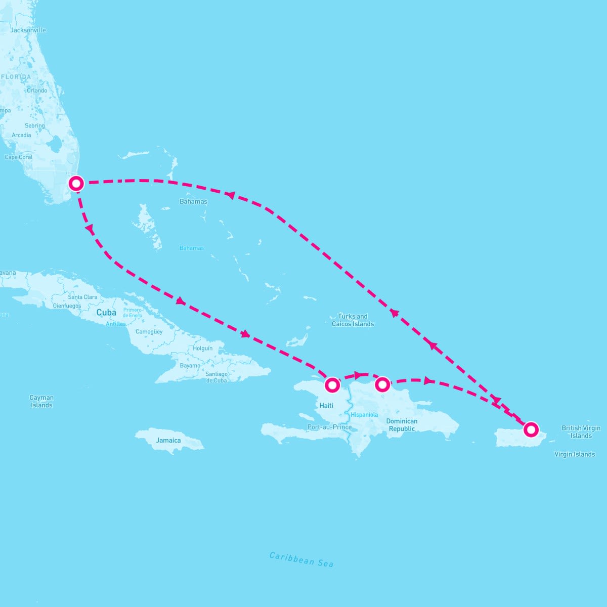 Independence of the Seas itinerary map for April 27, 2024 (7 nights)
