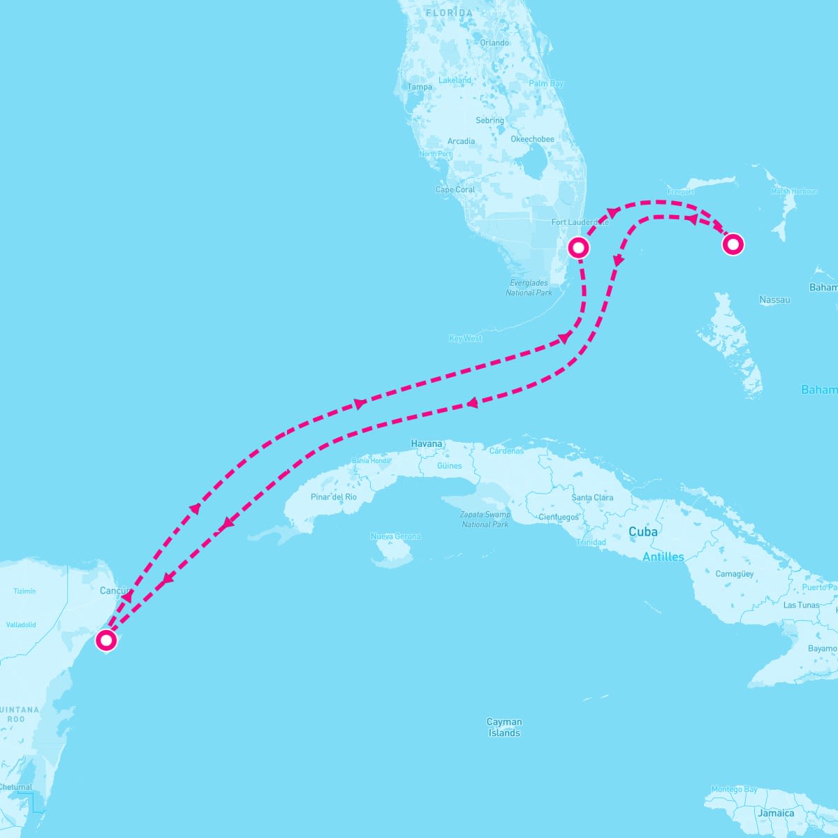 Independence of the Seas itinerary map for June 15, 2024 (5 nights)