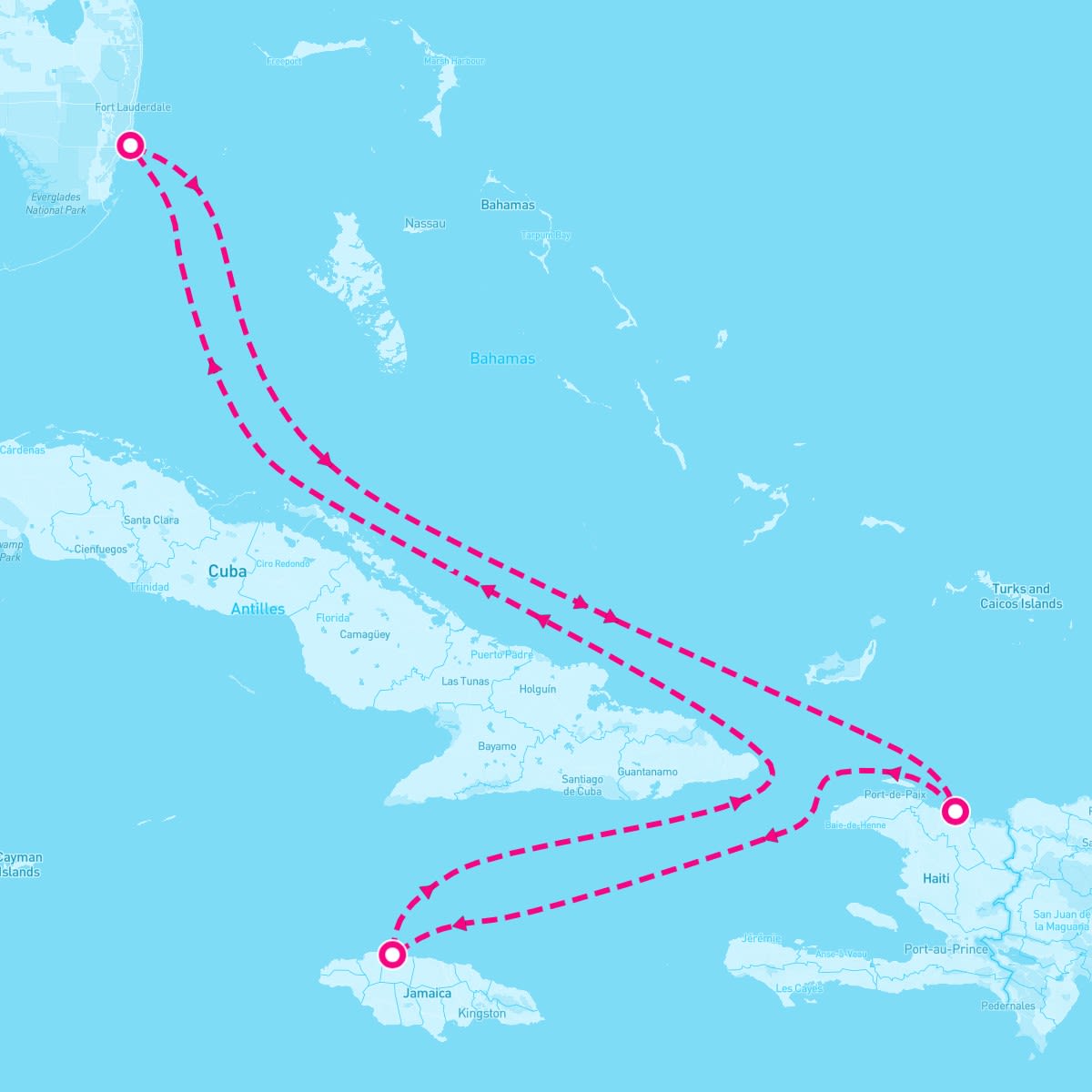 Independence of the Seas itinerary map for November 2, 2024 (5 nights)